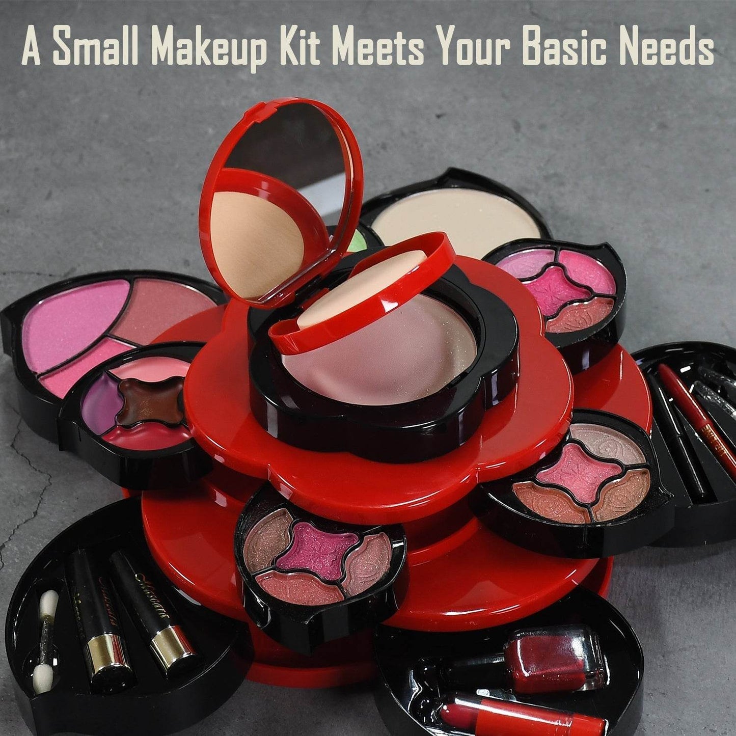 All in One Makeup Kit for Teens Flower Palette for Girls 3 Tier Cosplay - infinityexculsivestore.com