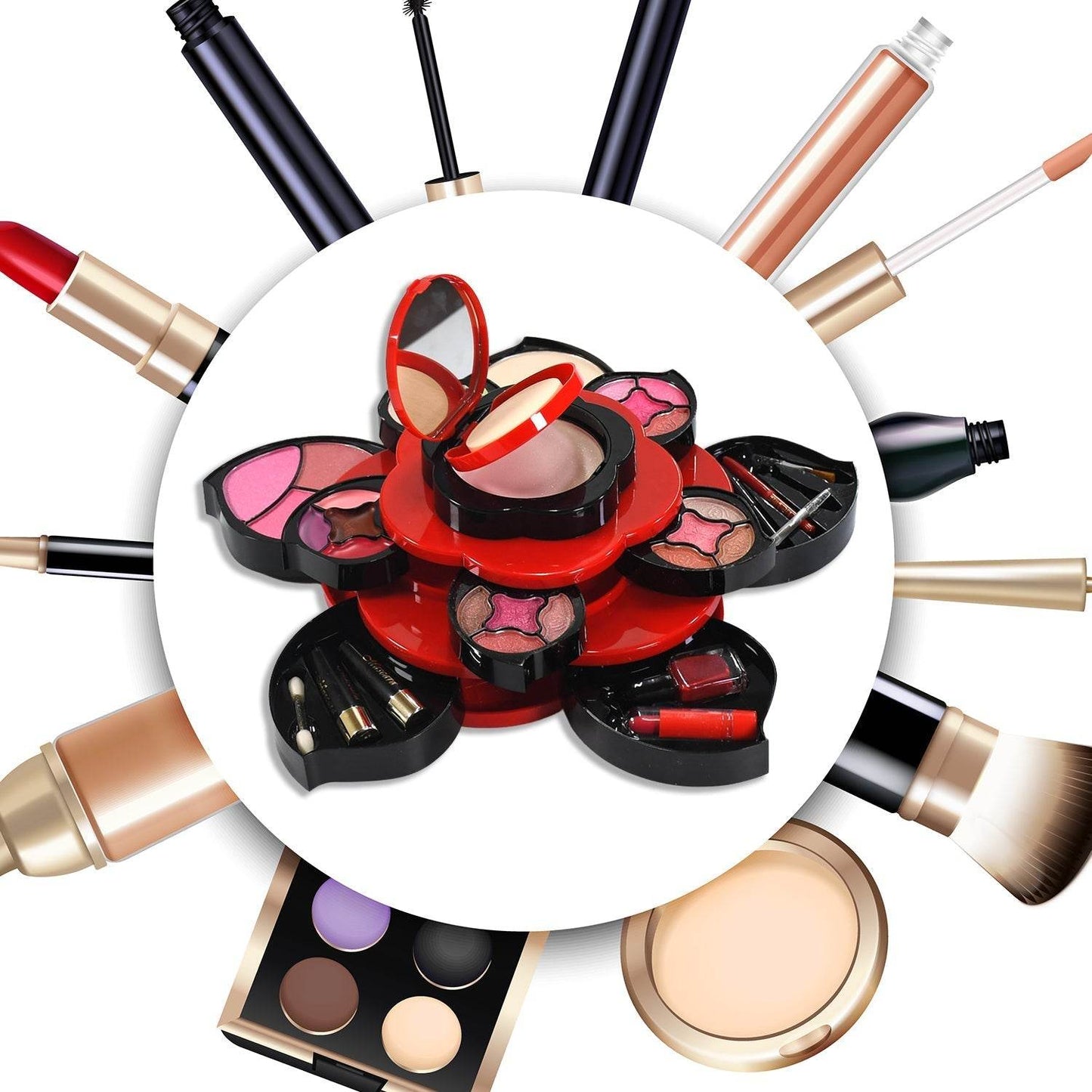 All in One Makeup Kit for Teens Flower Palette for Girls 3 Tier Cosplay - infinityexculsivestore.com