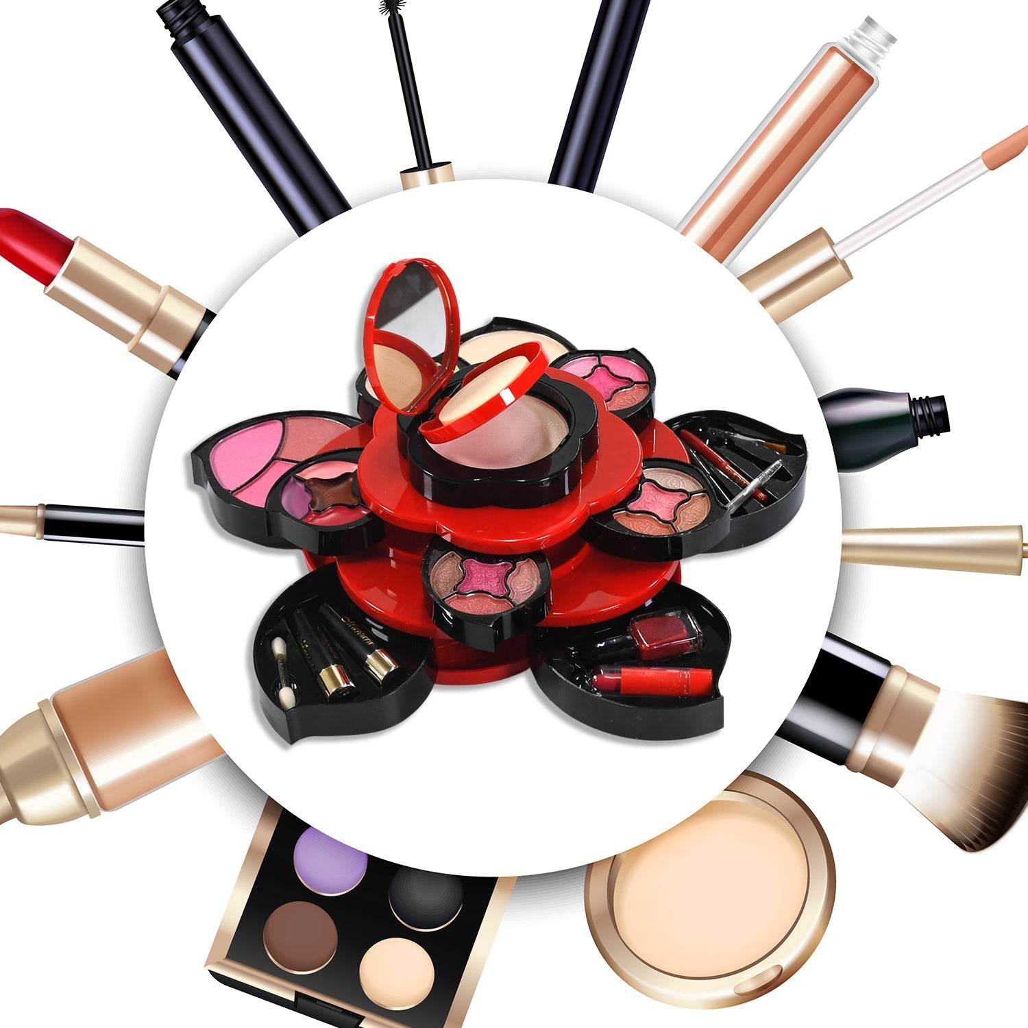 All in One Makeup Kit for Teens Flower Palette for Girls 3 Tier Cosplay - infinityexculsivestore.com