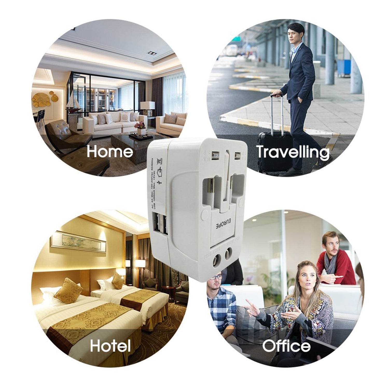 All-in-One Universal Worldwide Travelling AC Adaptor Plug (AU / UK / US / EU) International Power Charger Electric USB Power Plug Socket Adapter Converter (1 Pc) - infinityexculsivestore.com