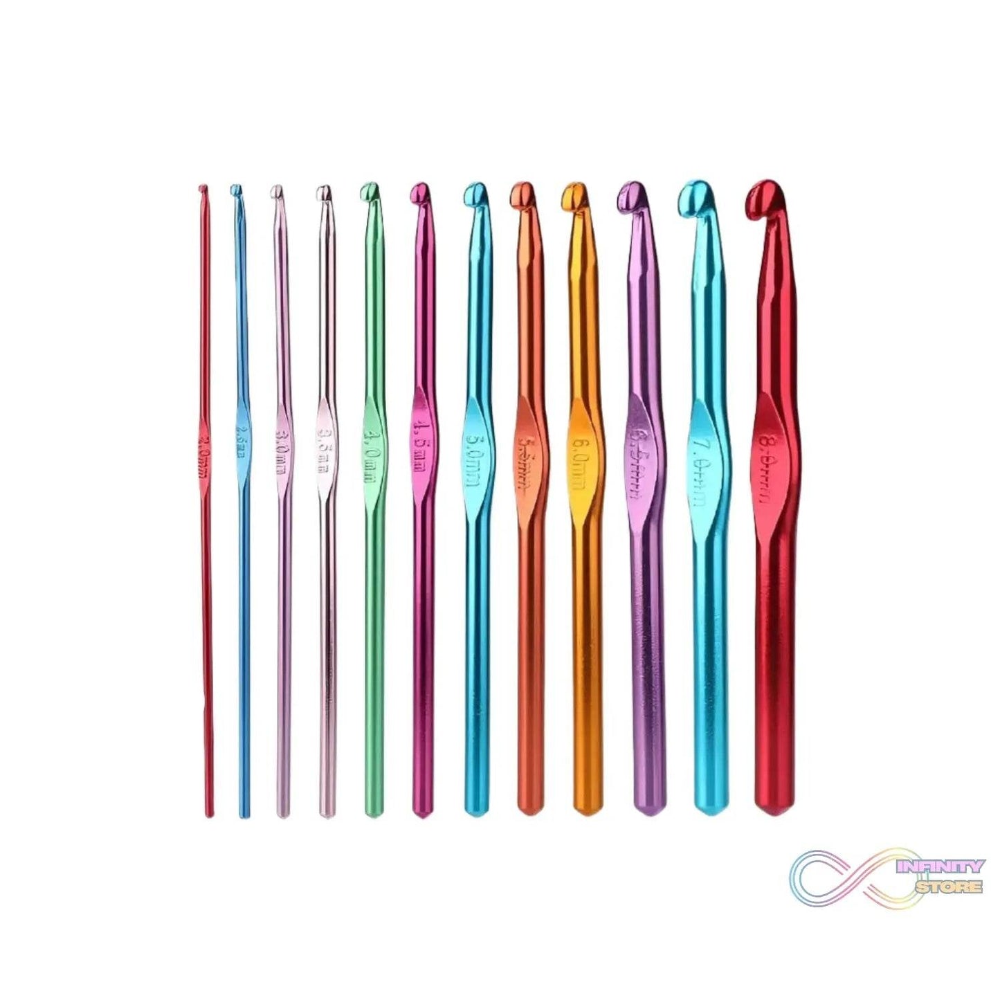 Aluminium Multicolor Knitting Needles, Crochet Kit (12 Pcs Set) - infinityexculsivestore.com