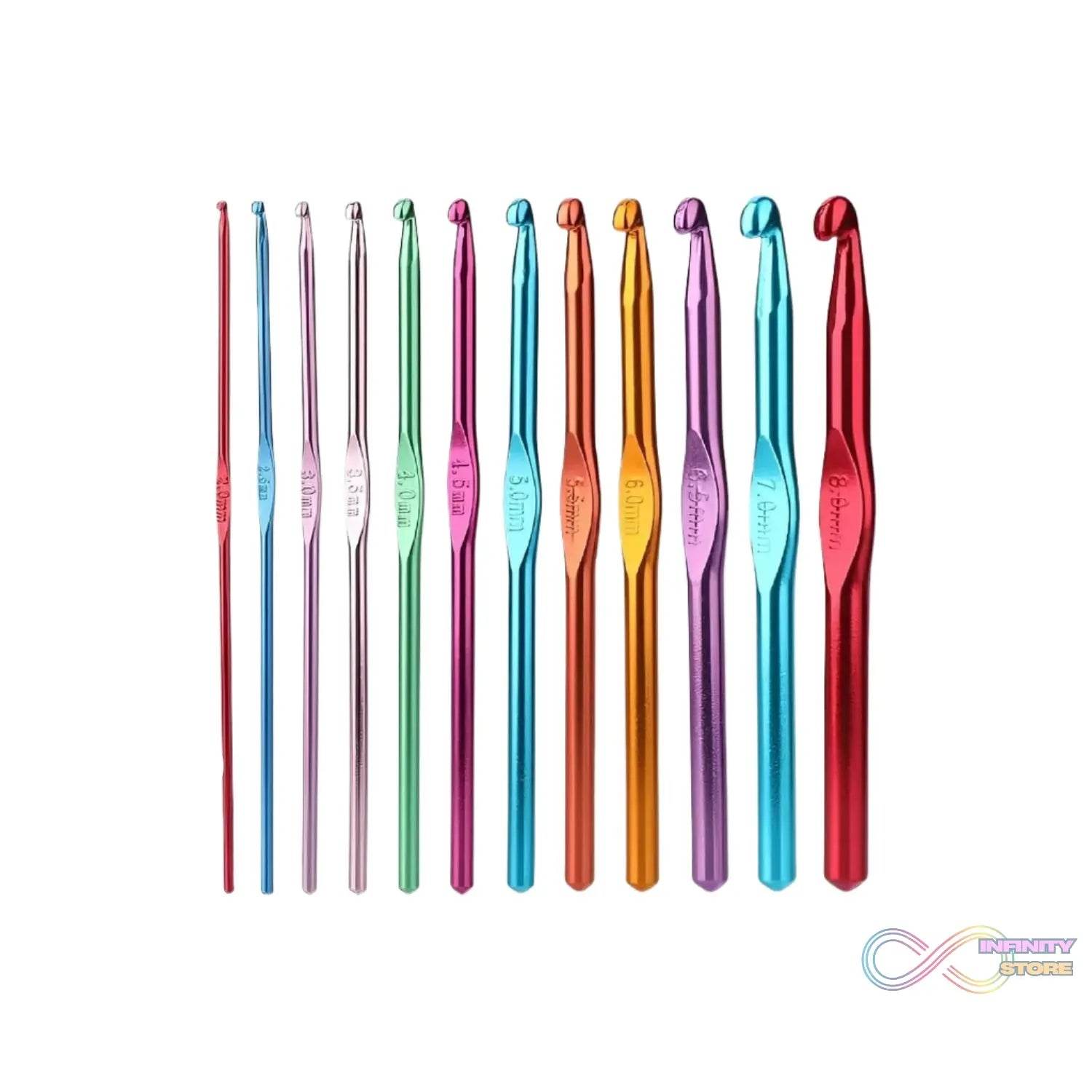 Aluminium Multicolor Knitting Needles, Crochet Kit (12 Pcs Set) - infinityexculsivestore.com