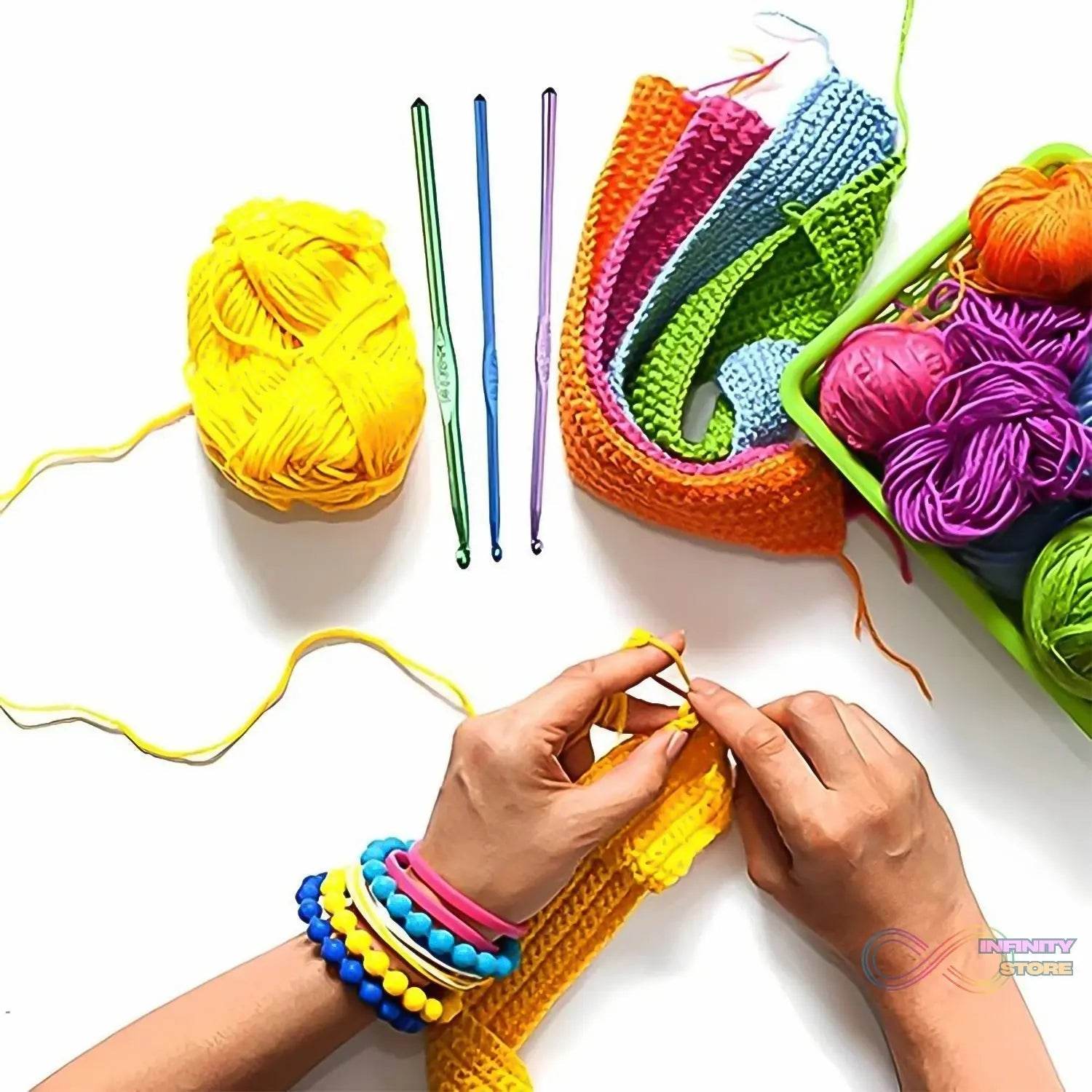 Aluminium Multicolor Knitting Needles, Crochet Kit (12 Pcs Set) - infinityexculsivestore.com