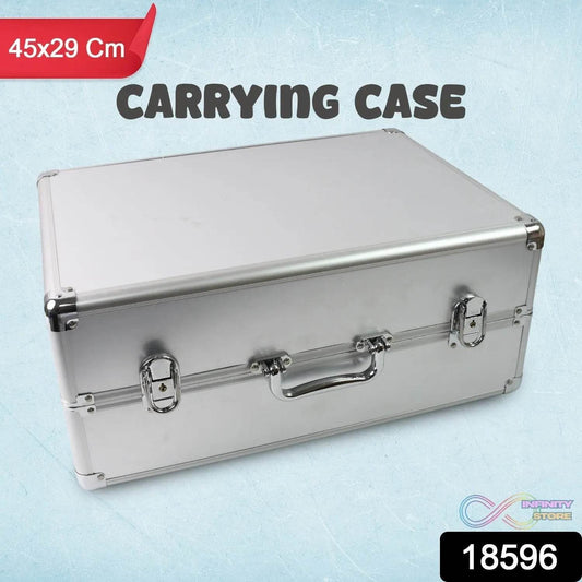 Aluminium & Wooden Multipurpose Portable Suitcase Travel Tool Box With 2 Keys For Lock (45Γ29Γ20 Cm / 1 Pc) - infinityexculsivestore.com
