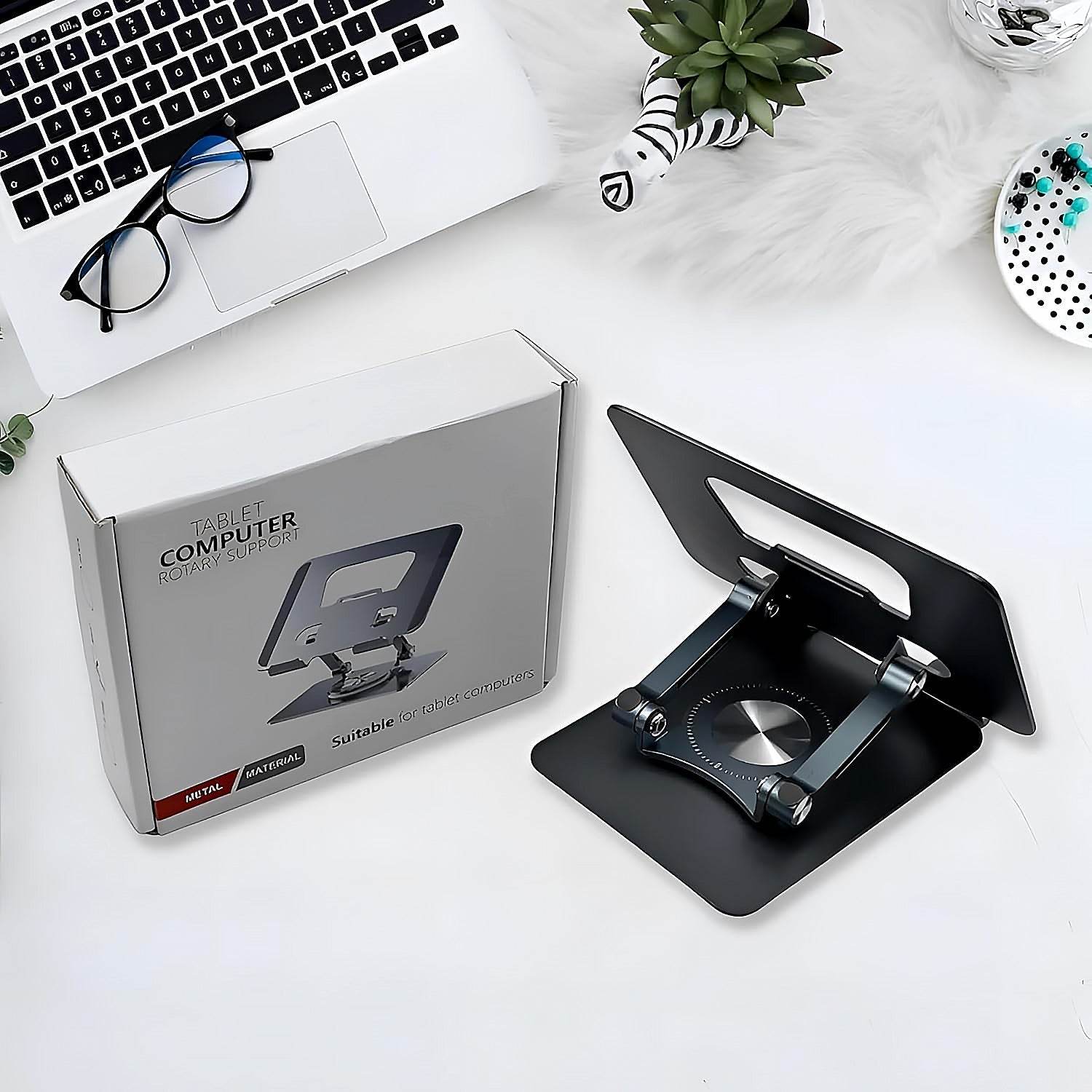 Aluminum Alloy 360°Rotating Bracket, Adjustable Laptop Stand, Portable Foldable Ergonomic Laptop Support - infinityexculsivestore.com