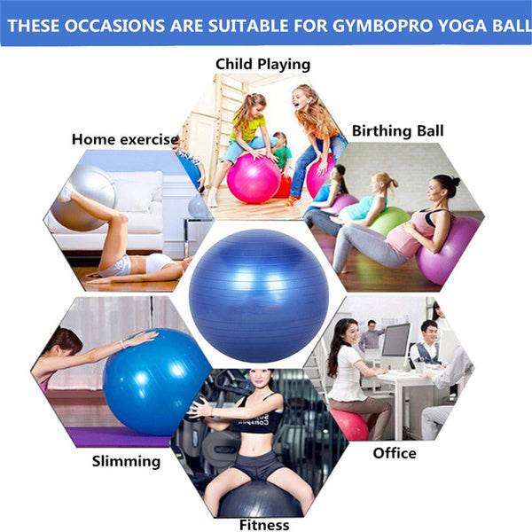 Anti-Burst Exercise Heavy Duty Gym Ball (Multicolour) (75Cm) - infinityexculsivestore.com