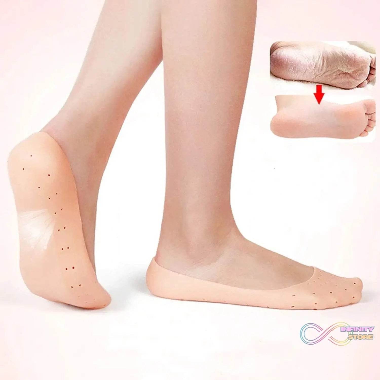 Anti-Crack Full Length Silicone Foot Protector Moisturizing Socks (1 Pair / Mix Size) - infinityexculsivestore.com