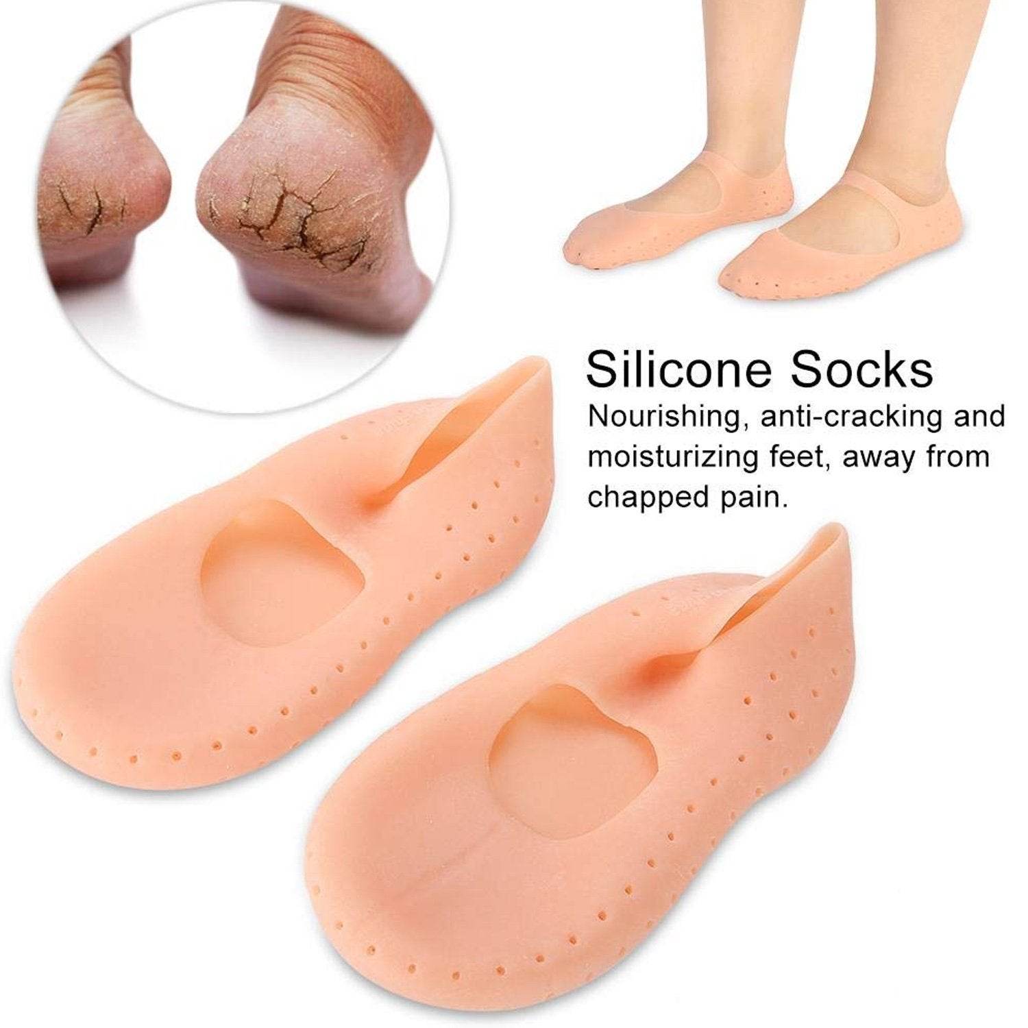 Anti Crack silicone Gel Foot Protector Moisturising Socks - infinityexculsivestore.com