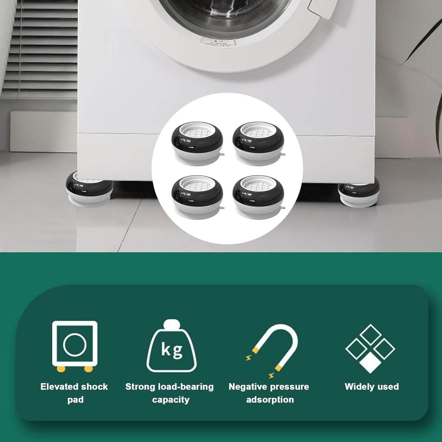 Anti Vibration Pads for Washing Machine, Washing Machine Base Foot Pads Non Slip Heighten Shock and Noise Cancelling Base Pads (4 pcs Set) - infinityexculsivestore.com