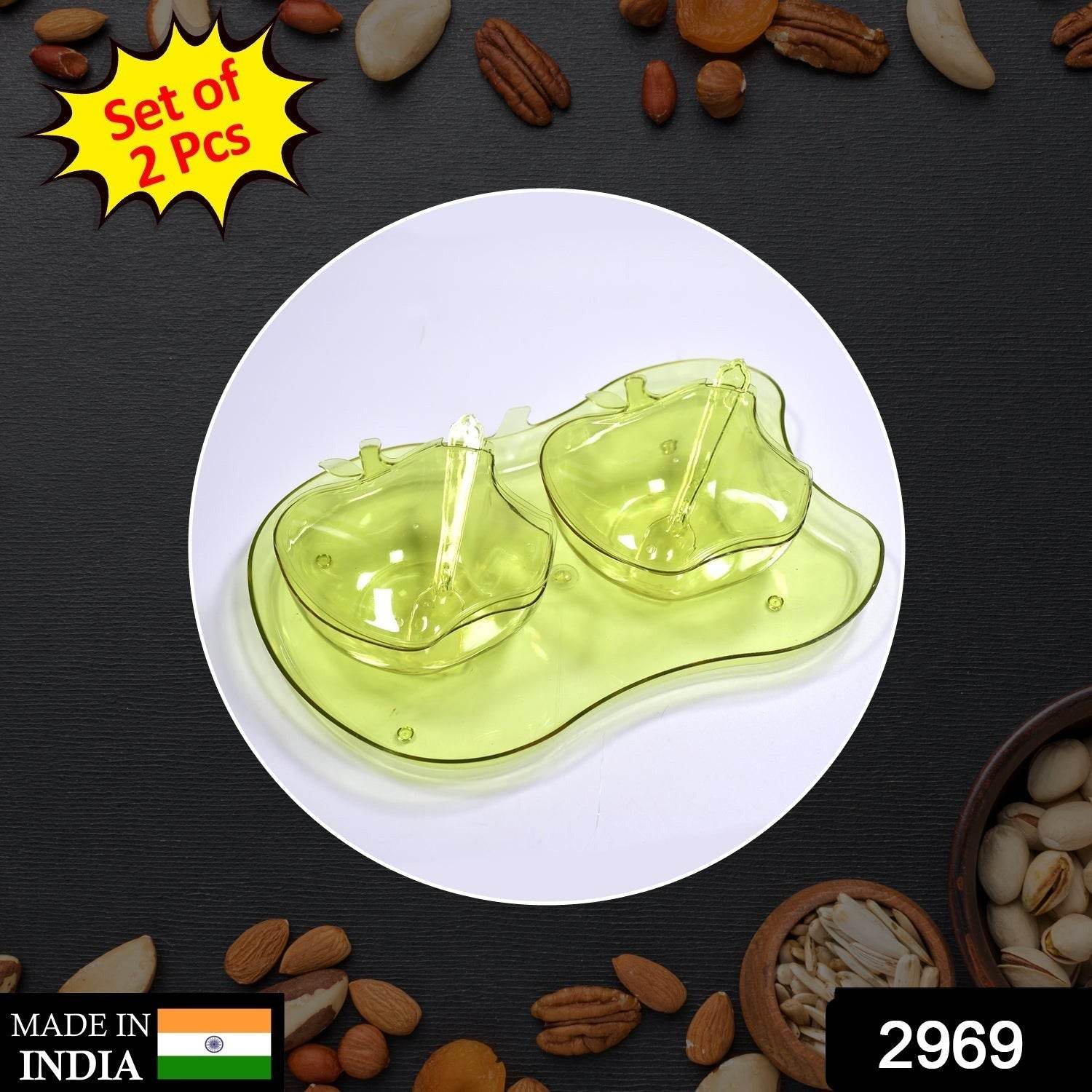Apple Shape 2Piece Serving Set of Bowl with Spoon & Tray. Dinnerware Serving Snacks & Pickle - infinityexculsivestore.com