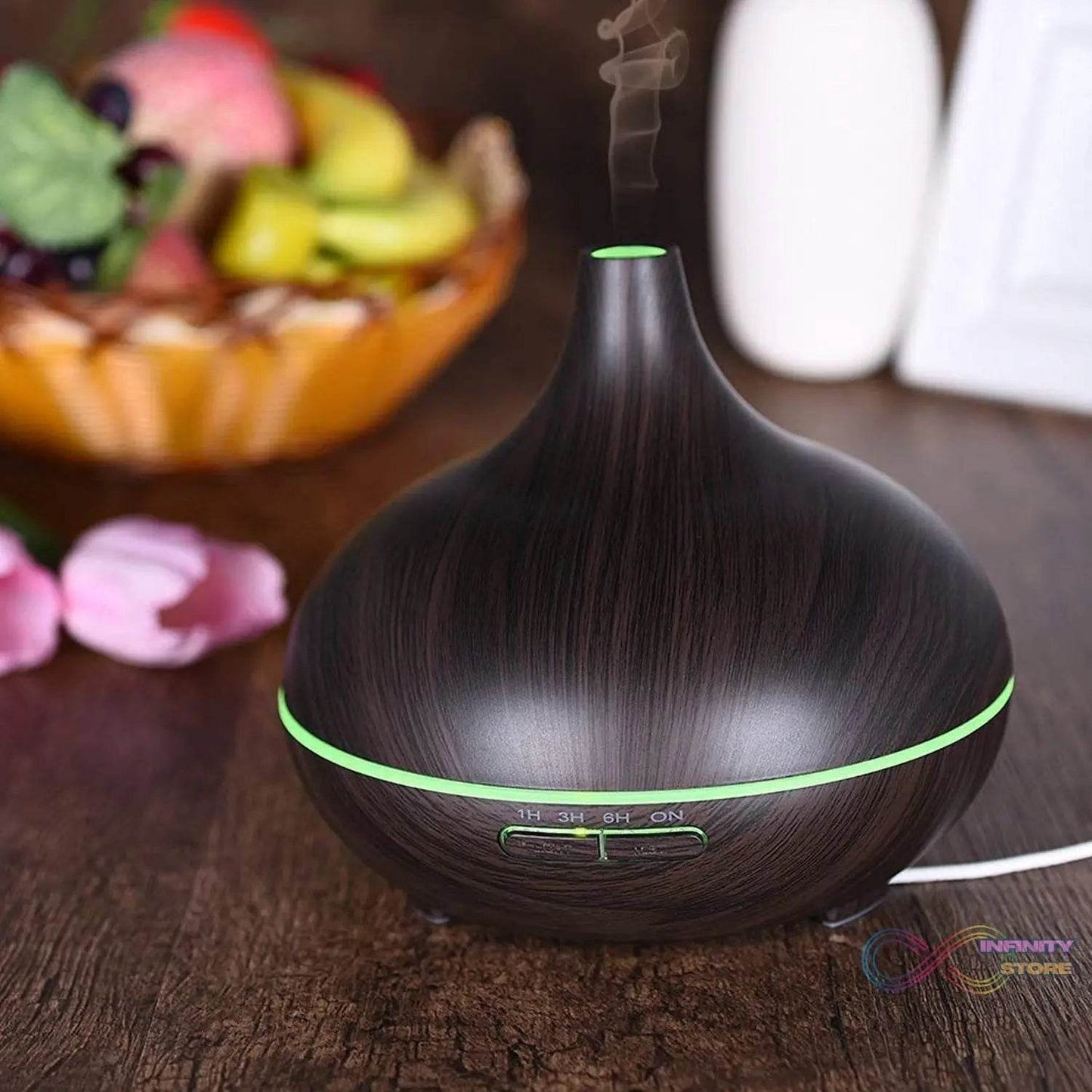 Aromatherapy Humidifier with 7 Colourful LED Light Change (500 ML Capacity / With Remote) - infinityexculsivestore.com