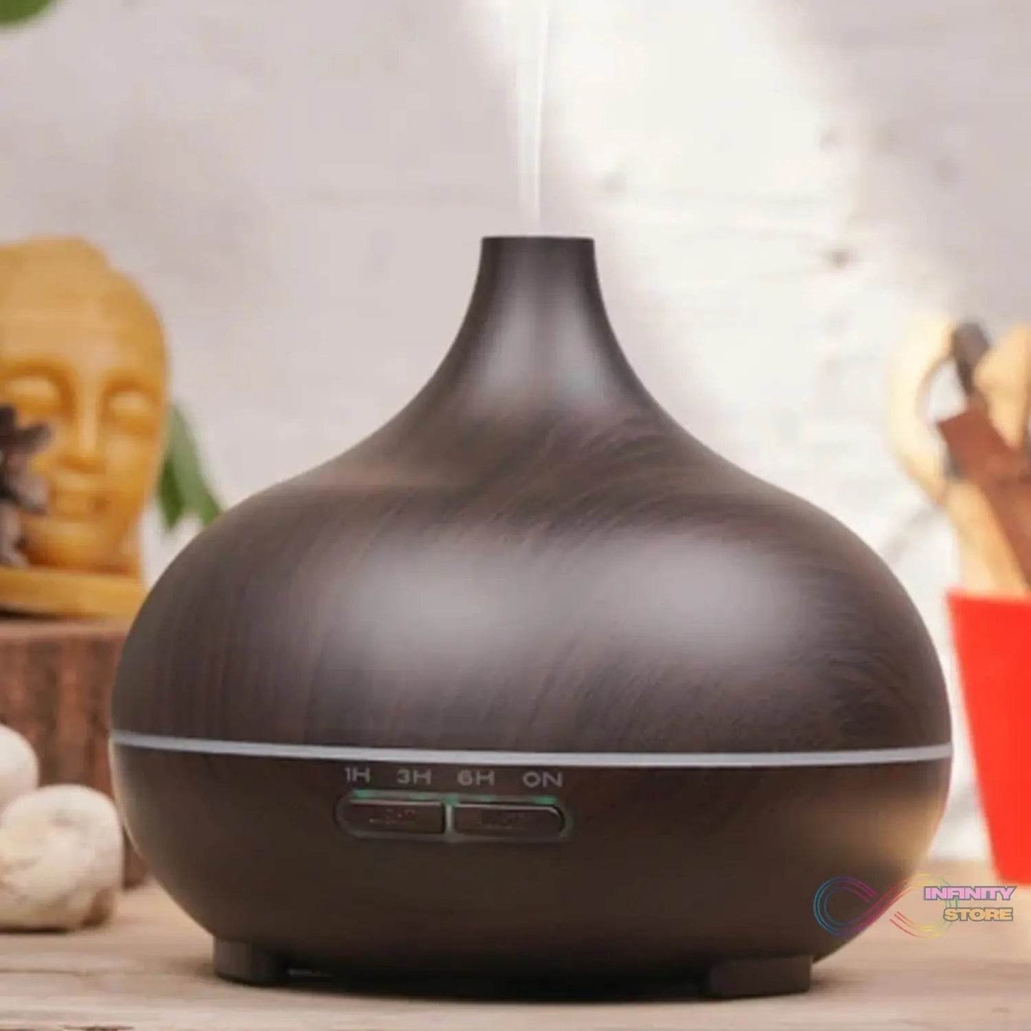 Aromatherapy Humidifier with 7 Colourful LED Light Change (500 ML Capacity / With Remote) - infinityexculsivestore.com