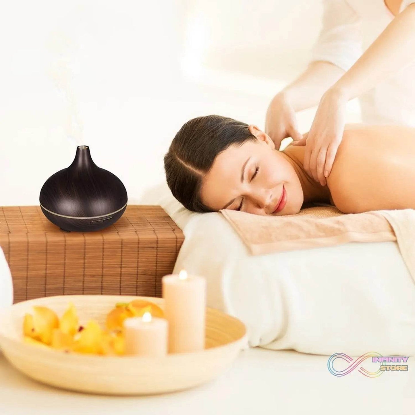 Aromatherapy Humidifier with 7 Colourful LED Light Change (500 ML Capacity / With Remote) - infinityexculsivestore.com