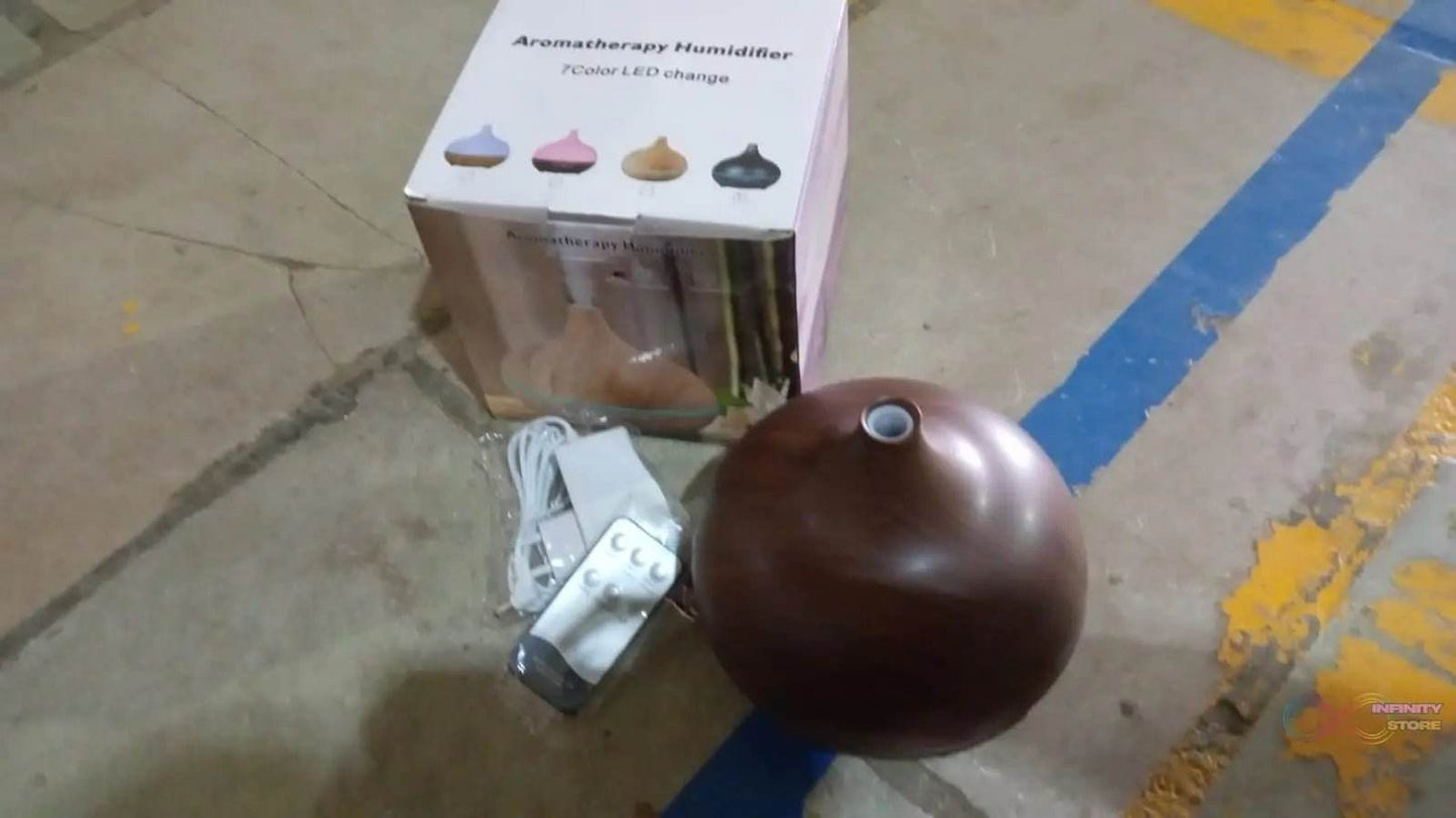 Aromatherapy Humidifier with 7 Colourful LED Light Change (500 ML Capacity / With Remote) - infinityexculsivestore.com