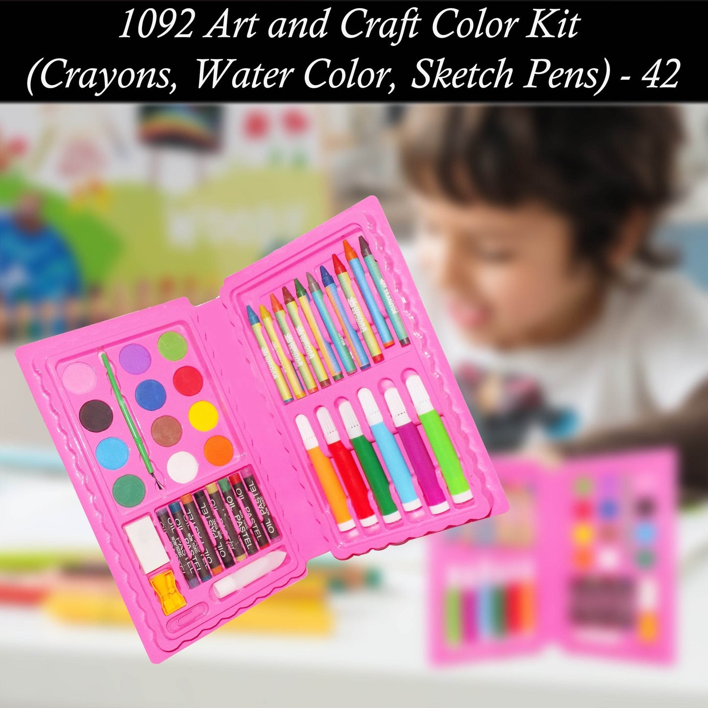 Art and Craft Color Kit (Crayons, Water Color, Sketch Pens) - 42 Pcs - infinityexculsivestore.com
