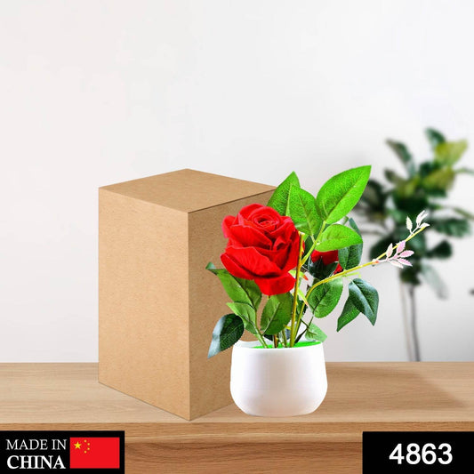 Artificial Rose Flower Plant With Pot, For Home Office Or Gift - infinityexculsivestore.com