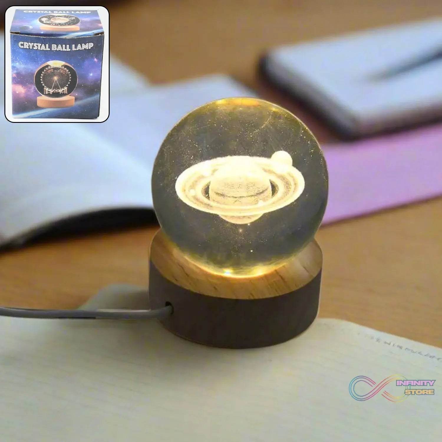 Astronaut 3D Crystal Ball lamps With Wood Base (1 Pc) - infinityexculsivestore.com