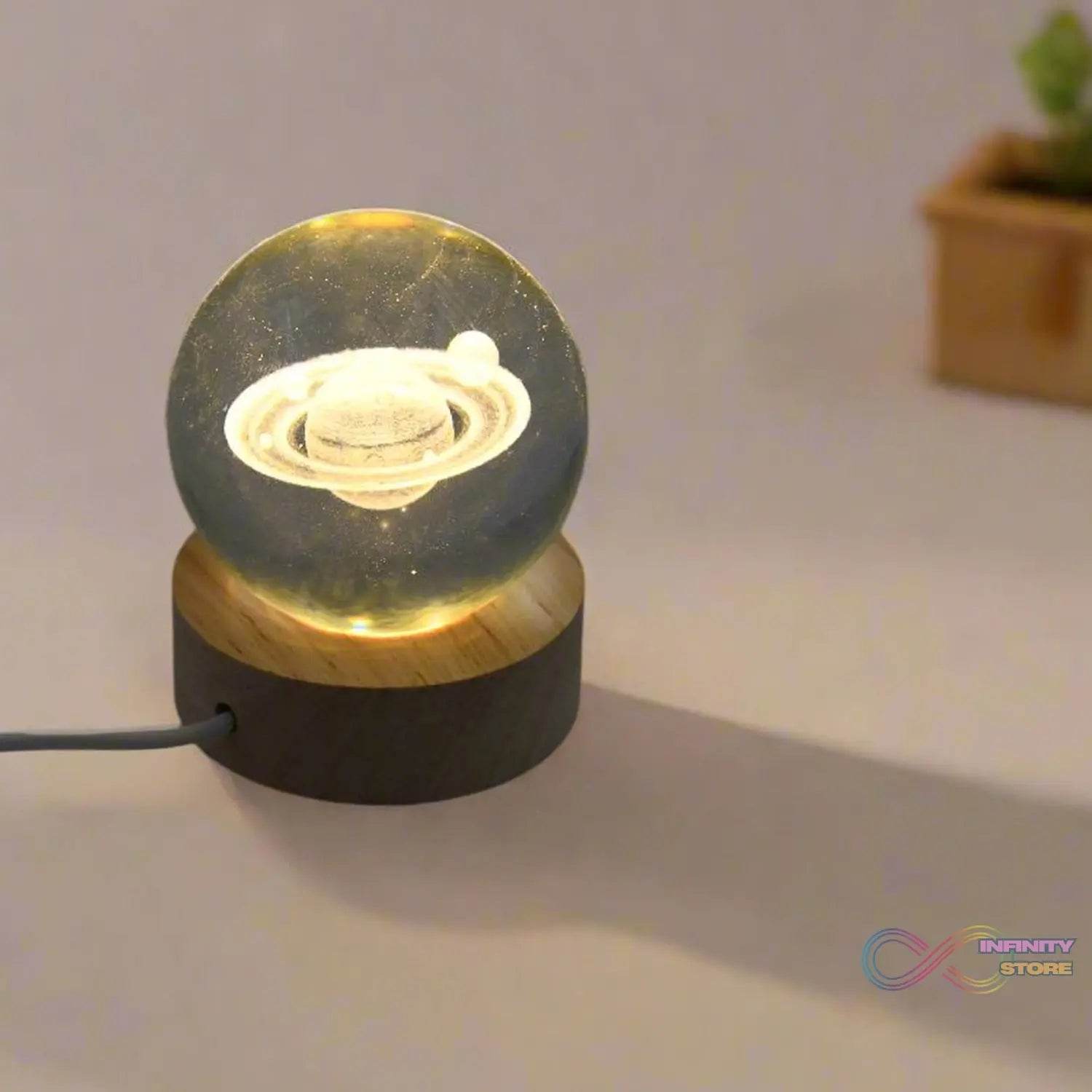 Astronaut 3D Crystal Ball lamps With Wood Base (1 Pc) - infinityexculsivestore.com