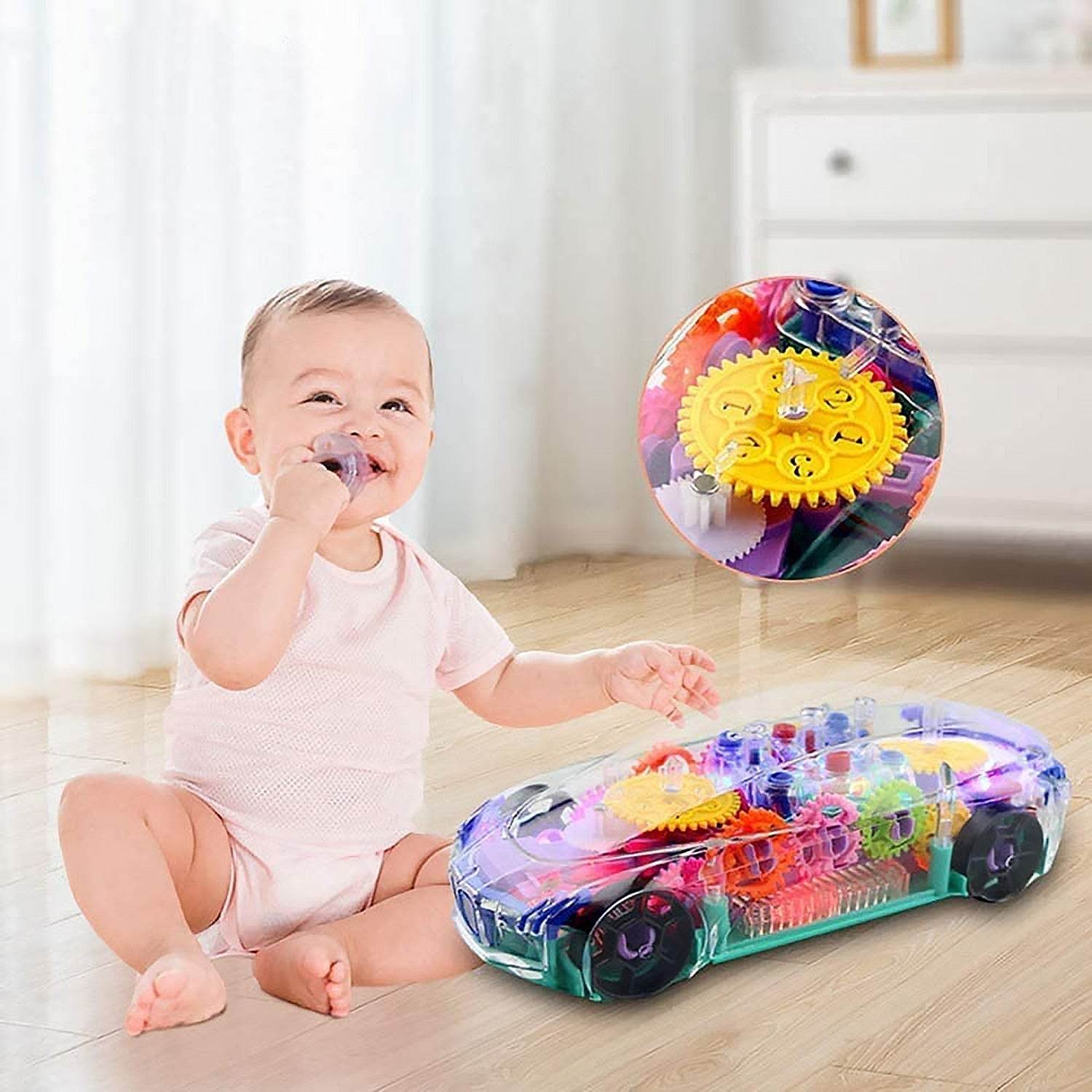 Automatic 360 Degree Rotating Transparent Gear Concept Car with Musical and 3D Flashing Lights Toy for Kids Boys & Girls (Multicolor / Battery Not Included) - infinityexculsivestore.com