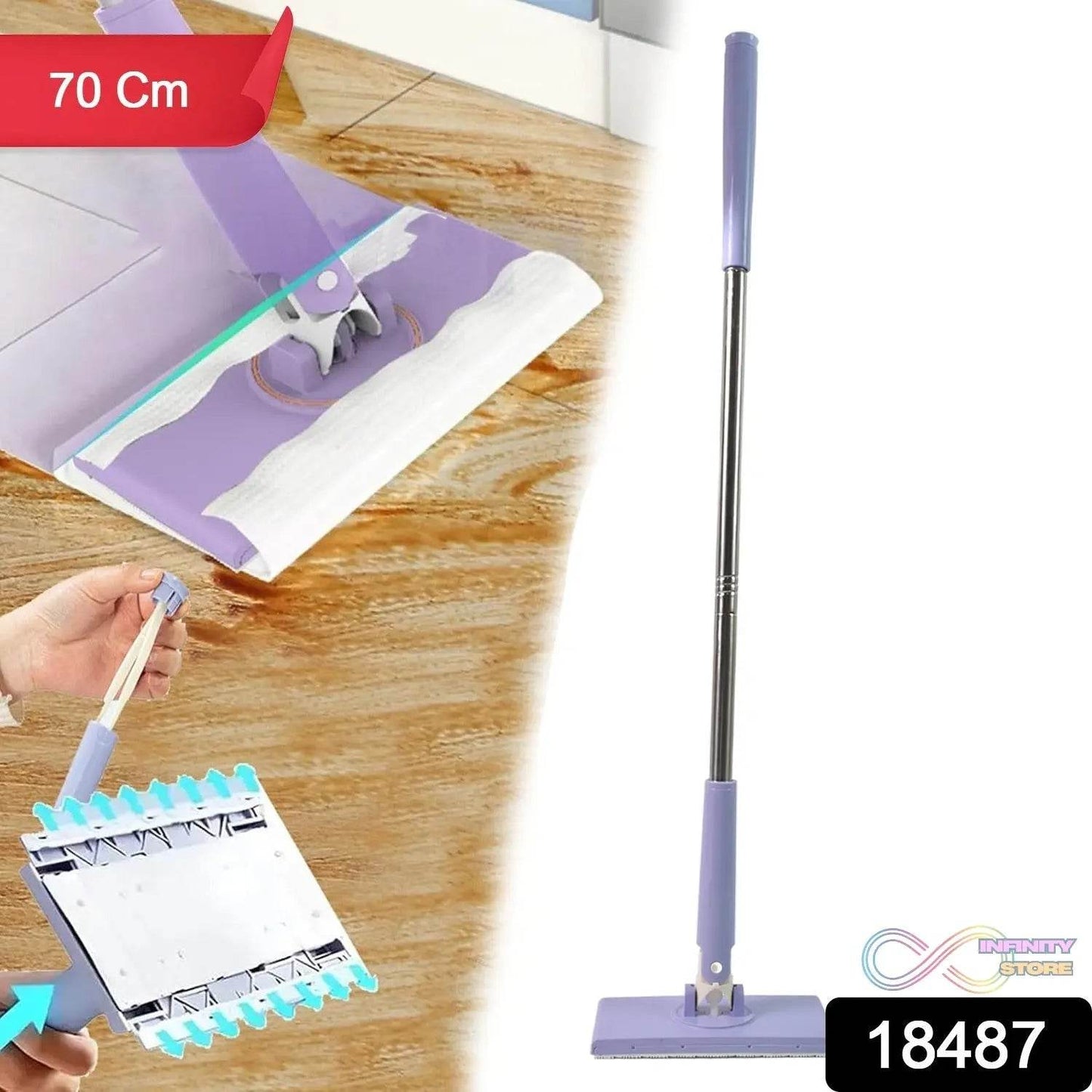 Automatic Cloth Changing Mini Mop with Push Pull Cloth Changing Handle (1 Pc) - infinityexculsivestore.com