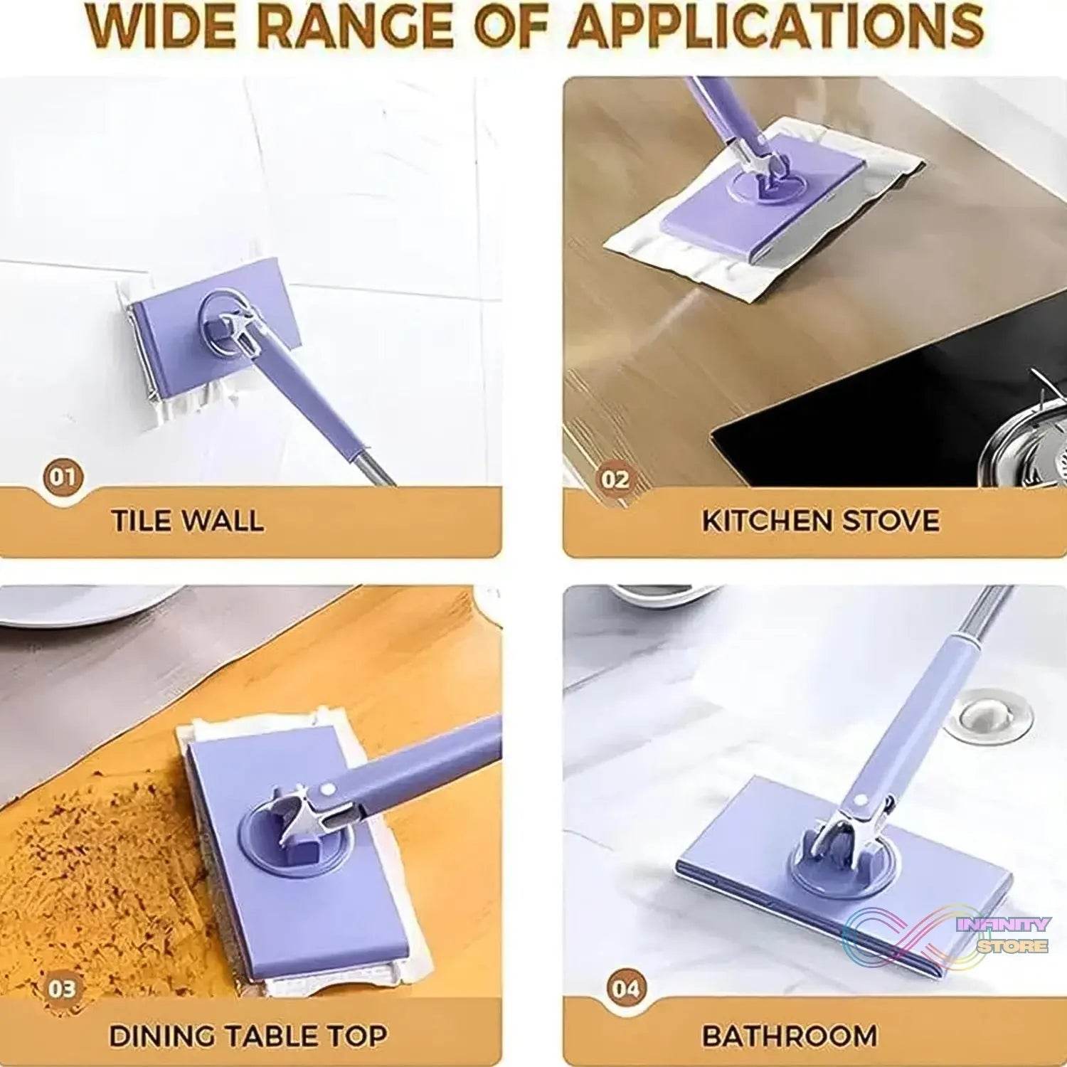 Automatic Cloth Changing Mini Mop with Push Pull Cloth Changing Handle (1 Pc) - infinityexculsivestore.com