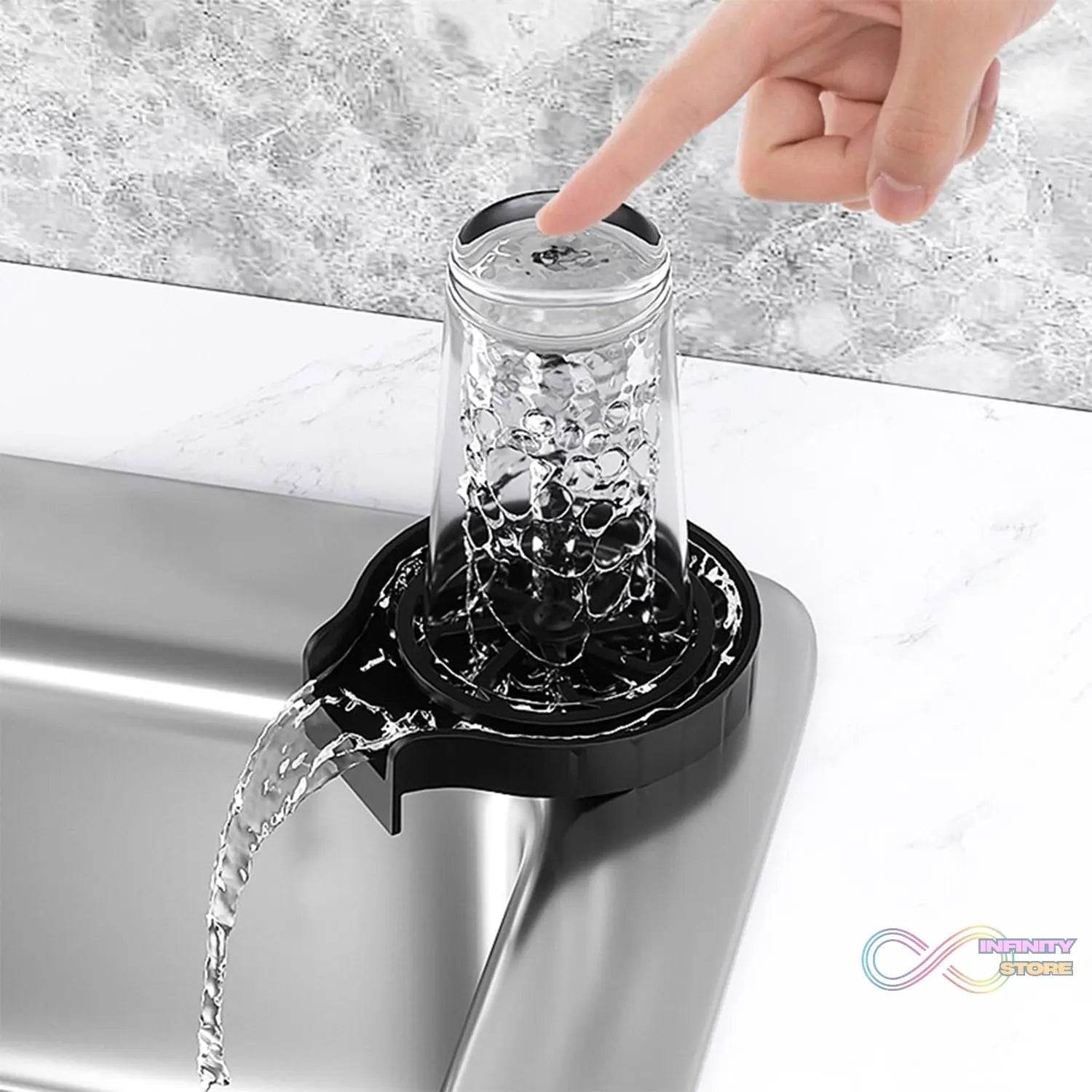 Automatic Cup Washer or Glass Rinser for Kitchen Sink, Black Kitchen Sink Cleaning Spray Cup Washer, Bar Glass Washer. - infinityexculsivestore.com