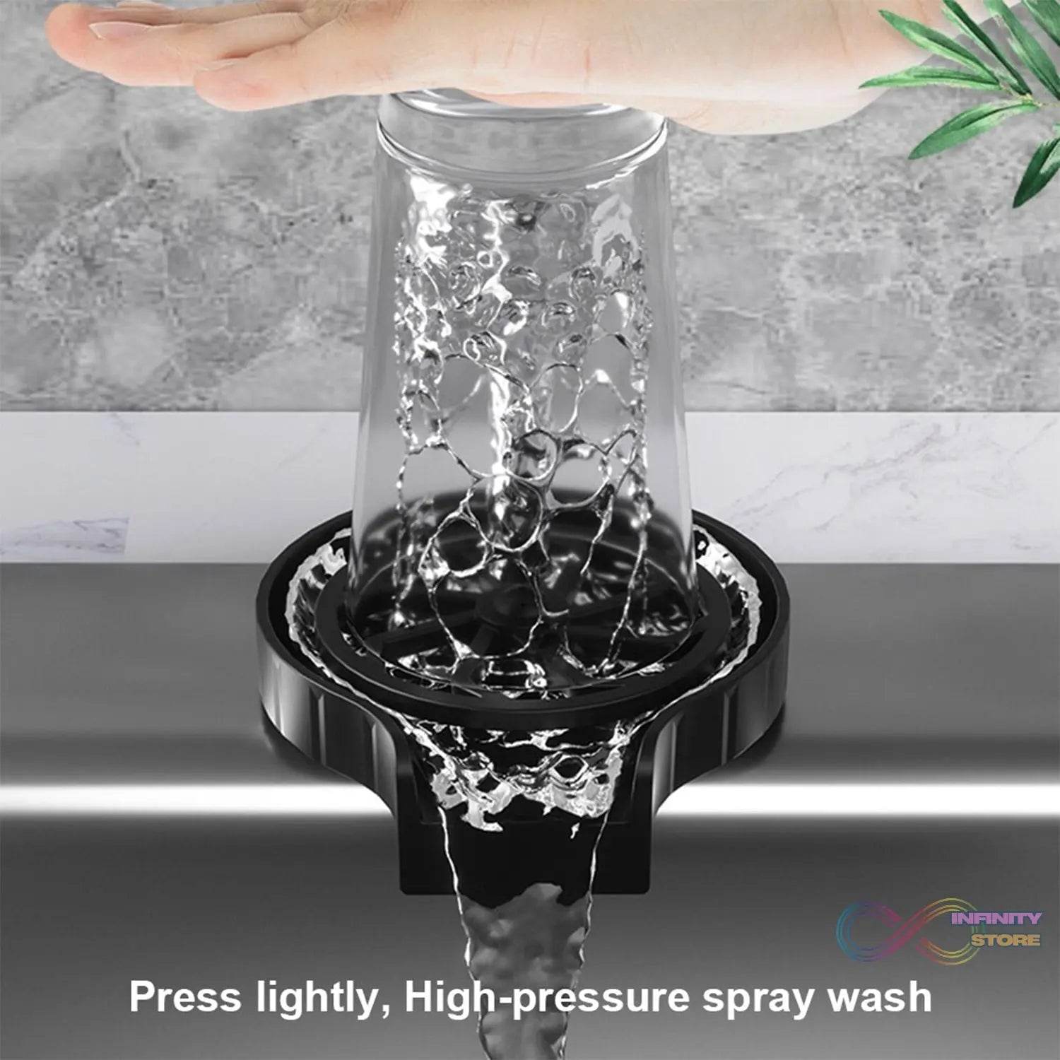 Automatic Cup Washer or Glass Rinser for Kitchen Sink, Black Kitchen Sink Cleaning Spray Cup Washer, Bar Glass Washer. - infinityexculsivestore.com