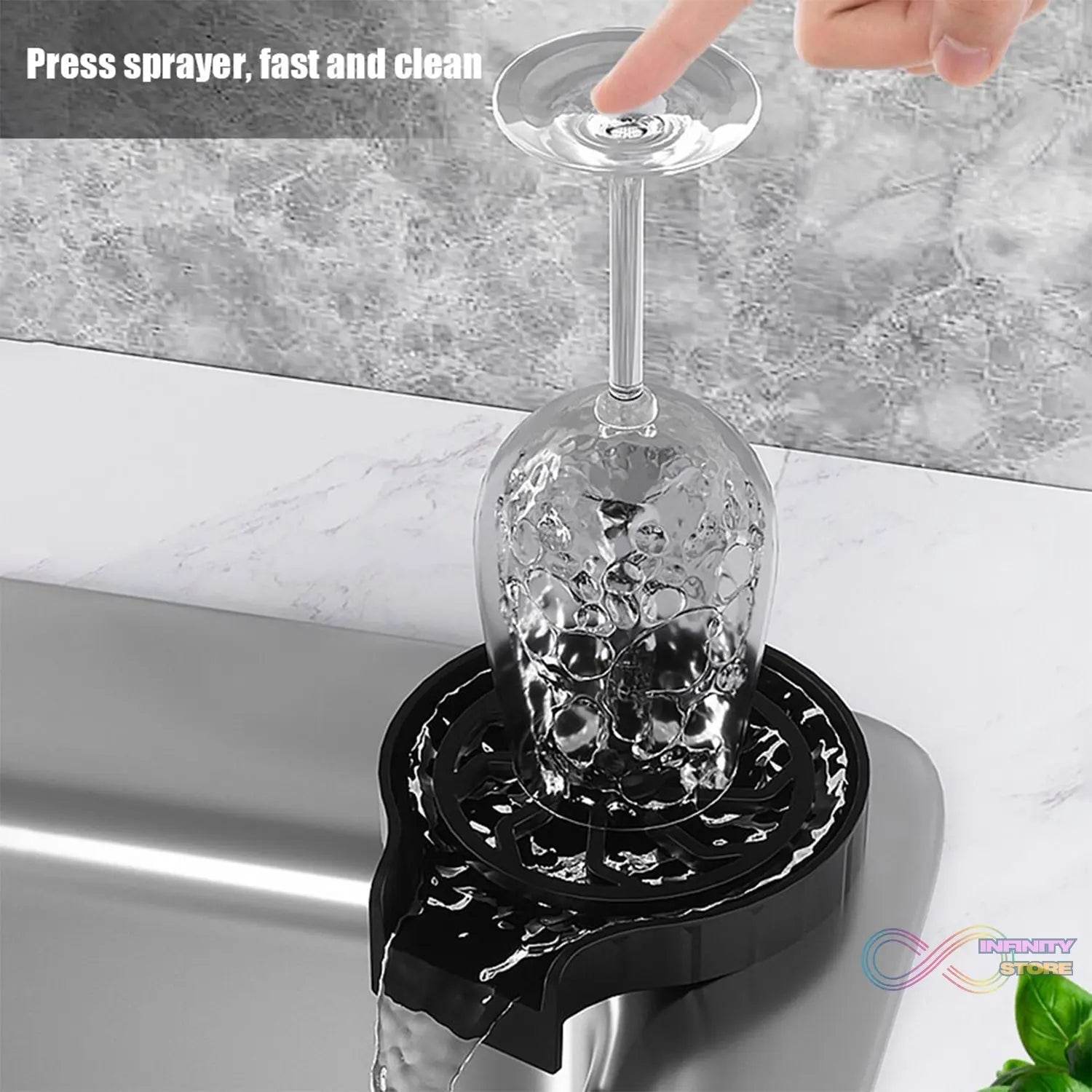 Automatic Cup Washer or Glass Rinser for Kitchen Sink, Black Kitchen Sink Cleaning Spray Cup Washer, Bar Glass Washer. - infinityexculsivestore.com