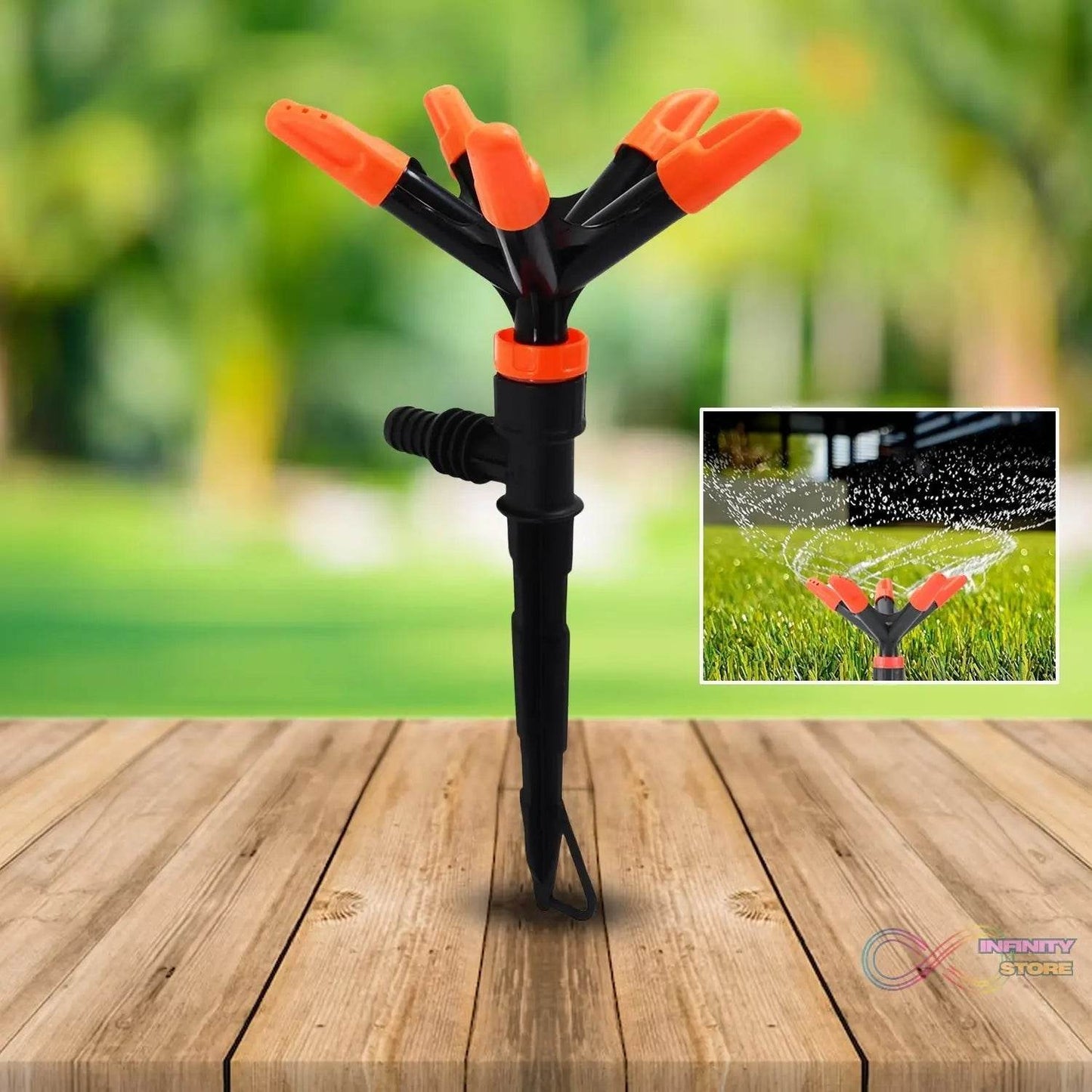 Automatic Garden Sprinkler 360 Degree Rotating Adjustable 5 Arm (1 Pc) - infinityexculsivestore.com
