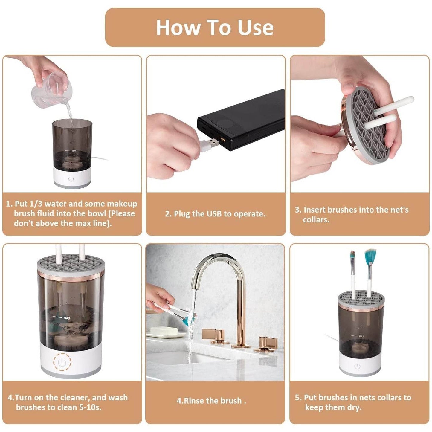 Automatic Makeup Brush Cleaner Fast Electric Brush Cleaner Hand Free Machine Super Clean Brush Washer & Brushes Organizer Tool (1 Pc) - infinityexculsivestore.com