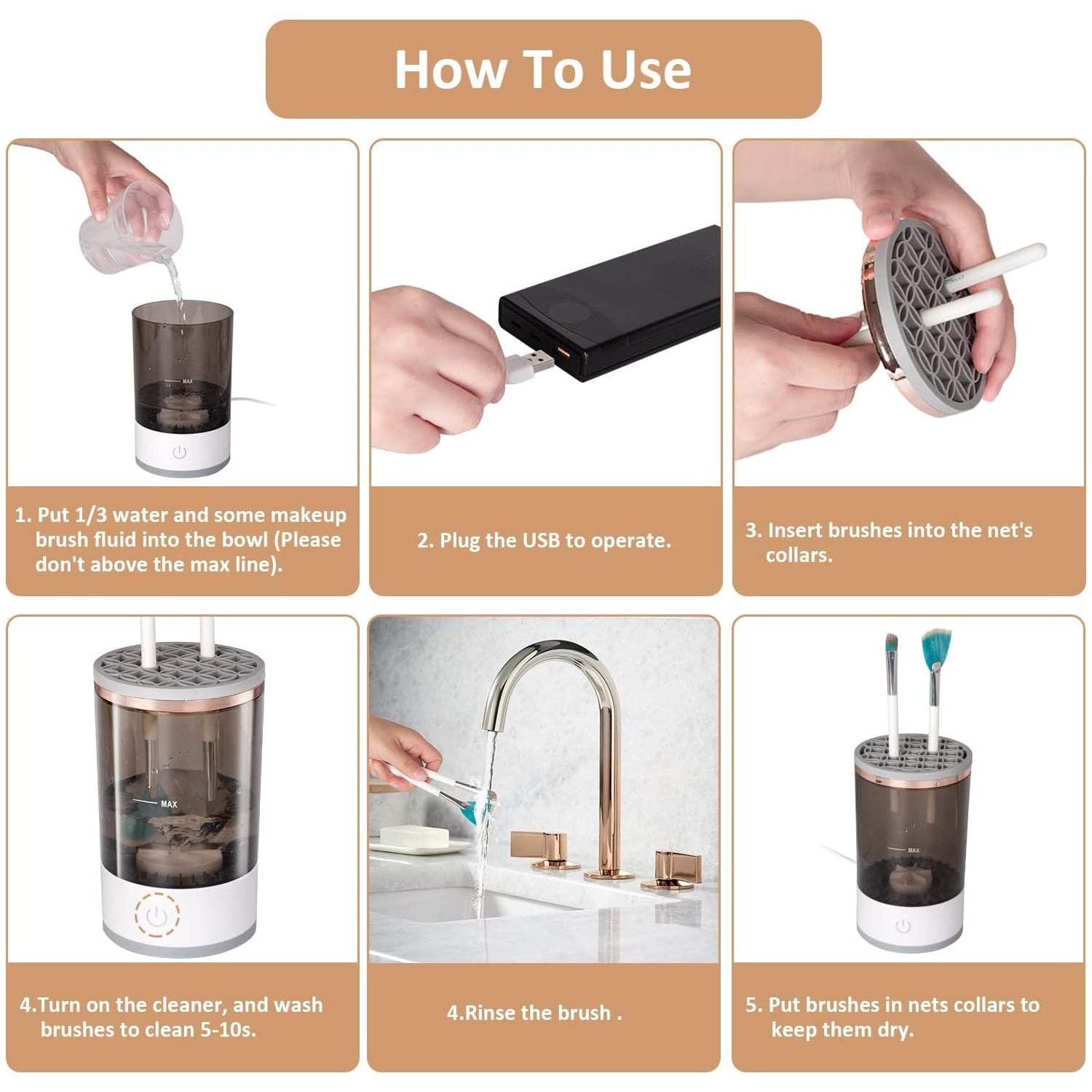 Automatic Makeup Brush Cleaner Fast Electric Brush Cleaner Hand Free Machine Super Clean Brush Washer & Brushes Organizer Tool (1 Pc) - infinityexculsivestore.com