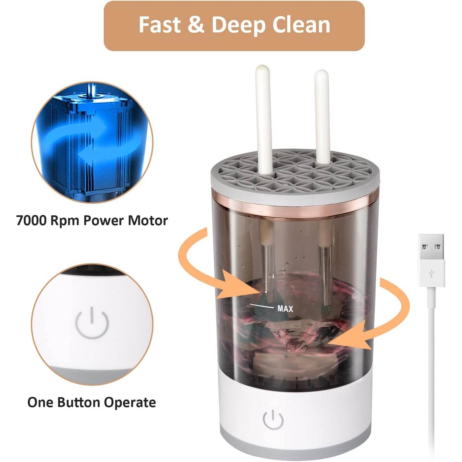 Automatic Makeup Brush Cleaner Fast Electric Brush Cleaner Hand Free Machine Super Clean Brush Washer & Brushes Organizer Tool (1 Pc) - infinityexculsivestore.com
