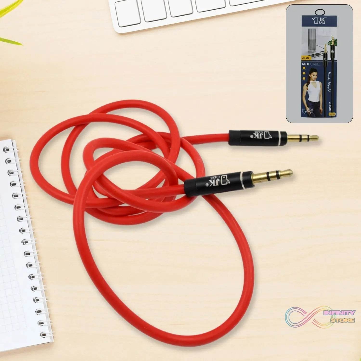 Aux Cable 3.5mm gold-plated Pin for Mobile and Tablet Home, Car (1 Pc / 1000MM) - infinityexculsivestore.com