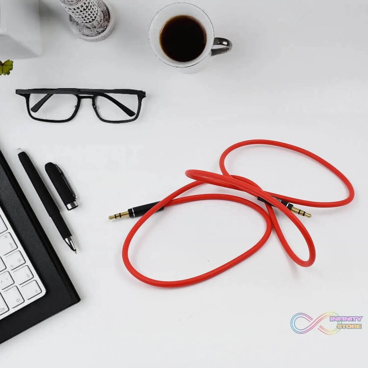 Aux Cable 3.5mm gold-plated Pin for Mobile and Tablet Home, Car (1 Pc / 1000MM) - infinityexculsivestore.com