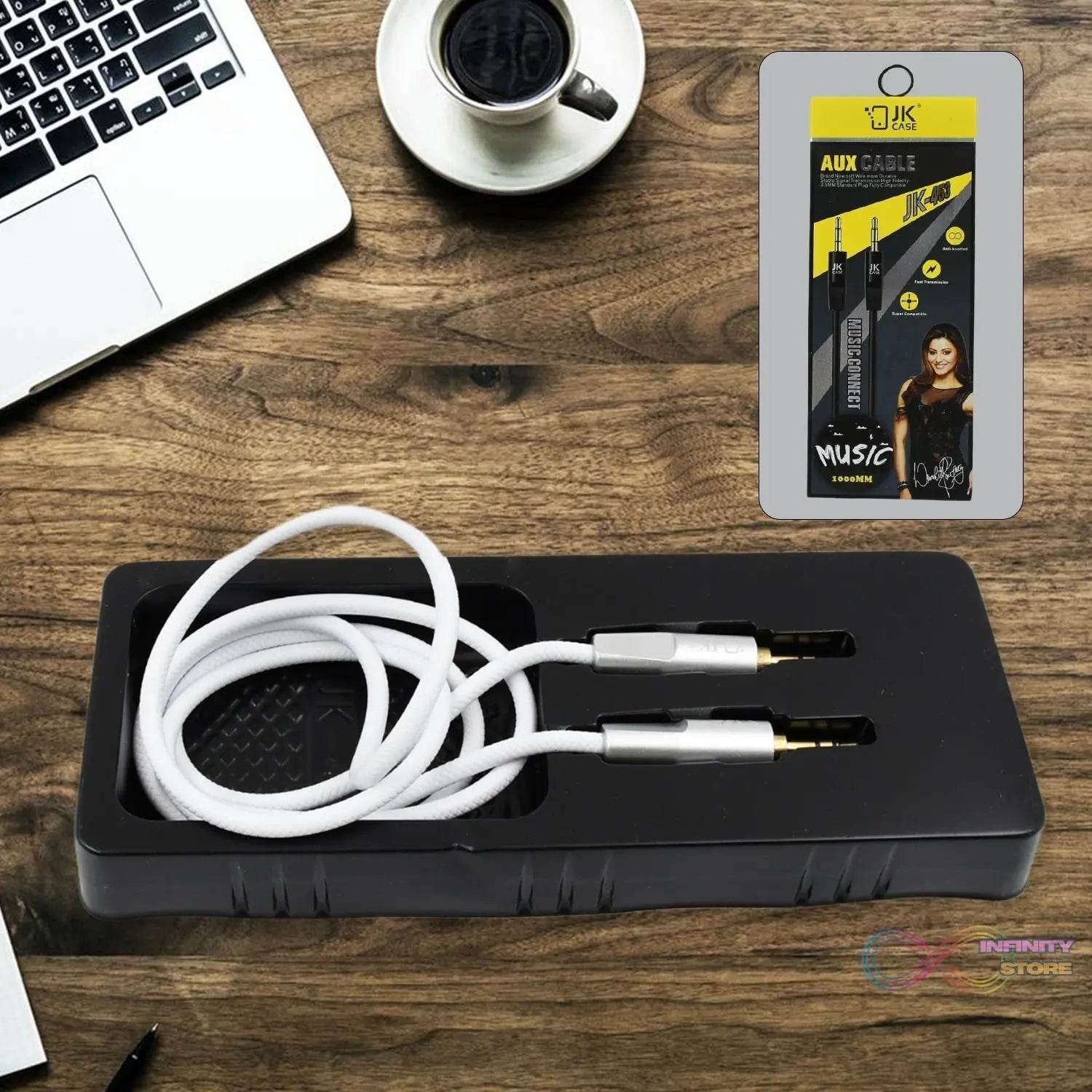 Aux Cable for Mobile and Tablet Home / Car Stereos & More (1 Pc / 1000MM) - infinityexculsivestore.com