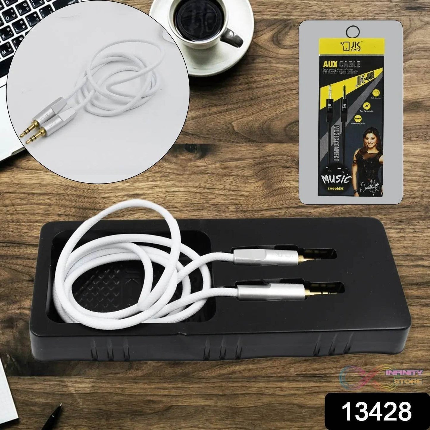Aux Cable for Mobile and Tablet Home / Car Stereos & More (1 Pc / 1000MM) - infinityexculsivestore.com