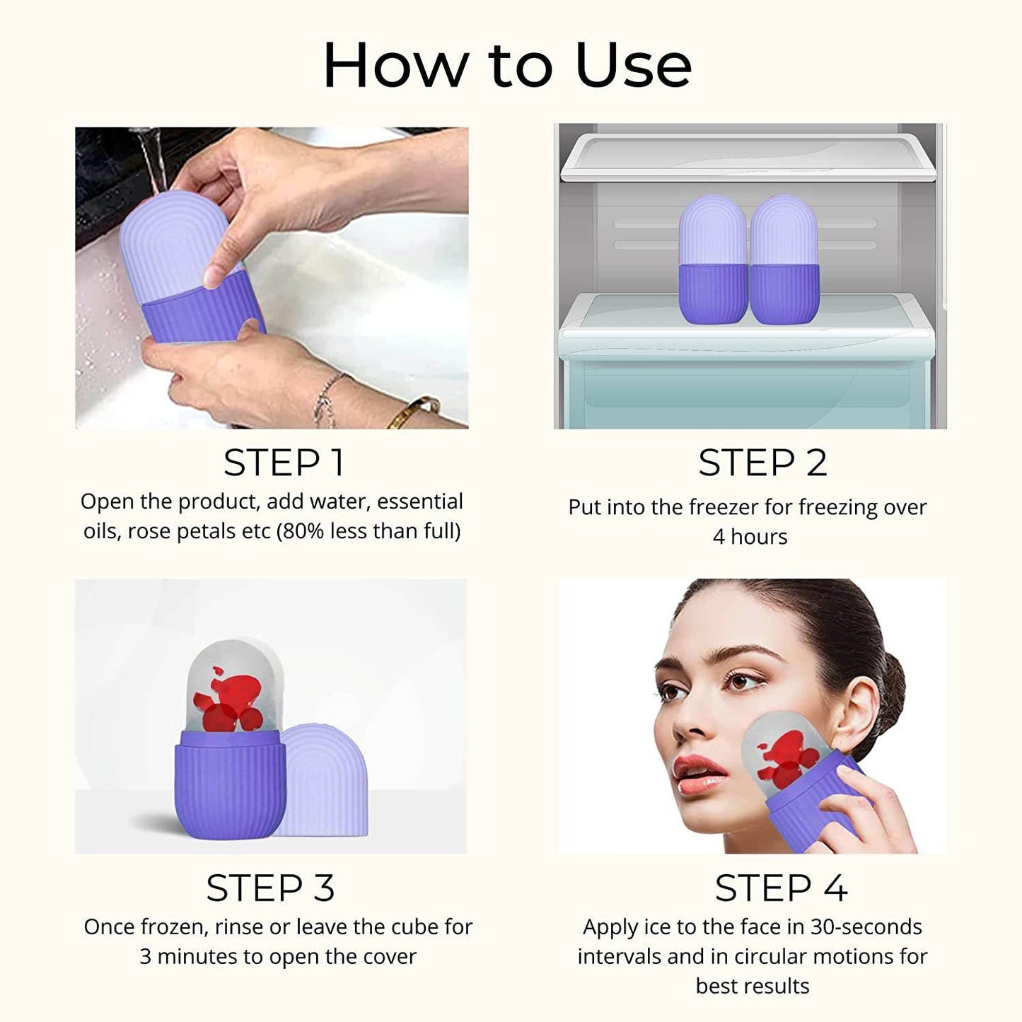 BEAUTY ICE ROLLER FOR FACE MASSAGER & EYE REUSABLE FACE ROLLERS FACIAL ROLLER ( Purple Color) - infinityexculsivestore.com