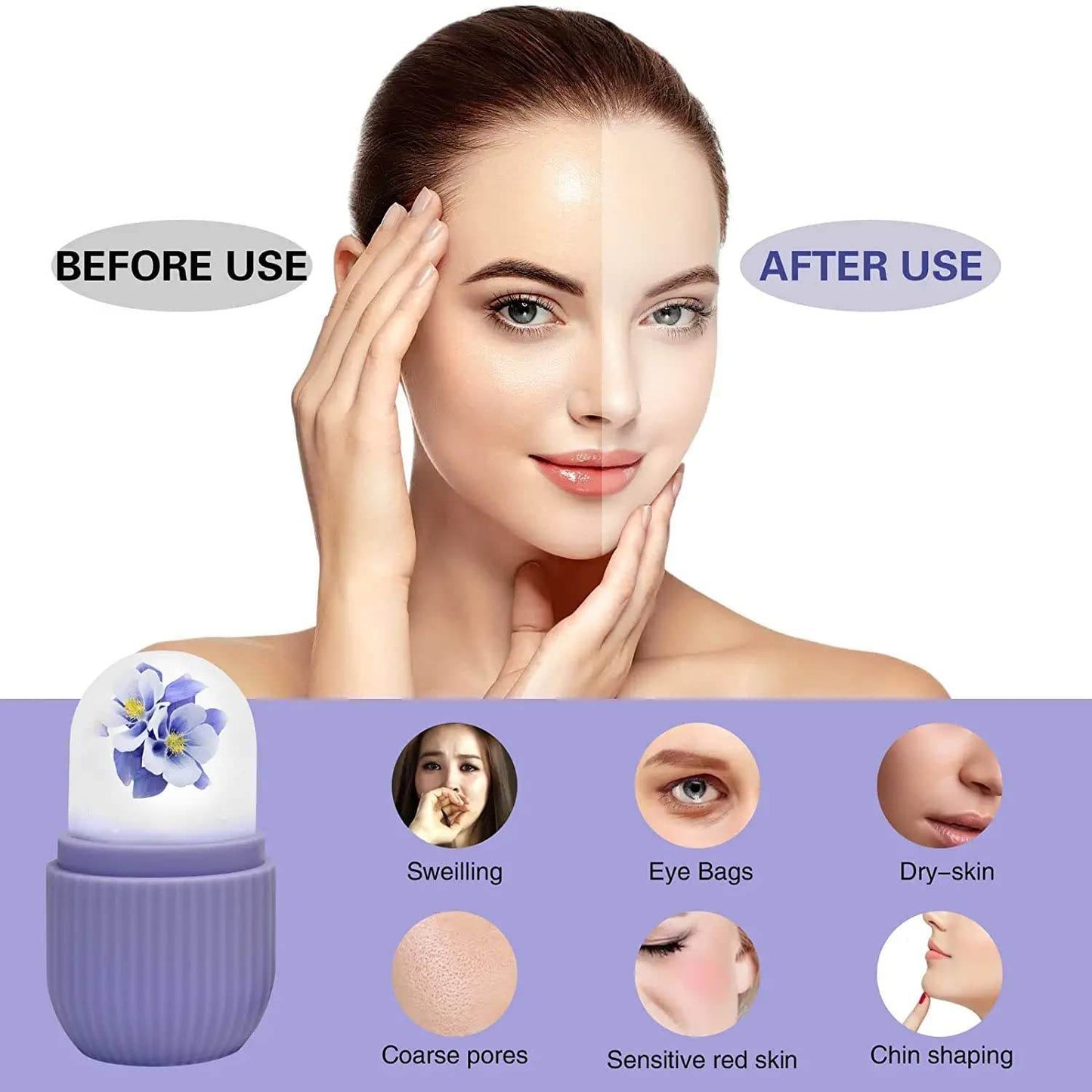 BEAUTY ICE ROLLER FOR FACE MASSAGER & EYE REUSABLE FACE ROLLERS FACIAL ROLLER ( Purple Color) - infinityexculsivestore.com