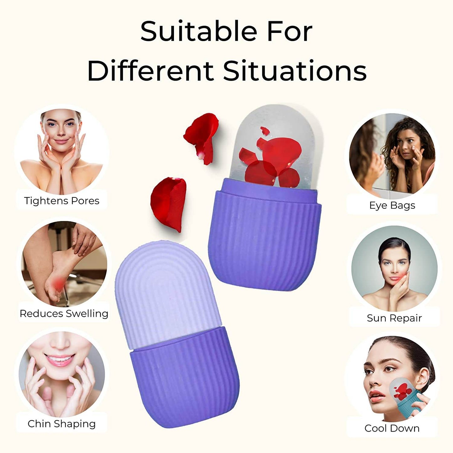 BEAUTY ICE ROLLER FOR FACE MASSAGER & EYE REUSABLE FACE ROLLERS FACIAL ROLLER ( Purple Color) - infinityexculsivestore.com