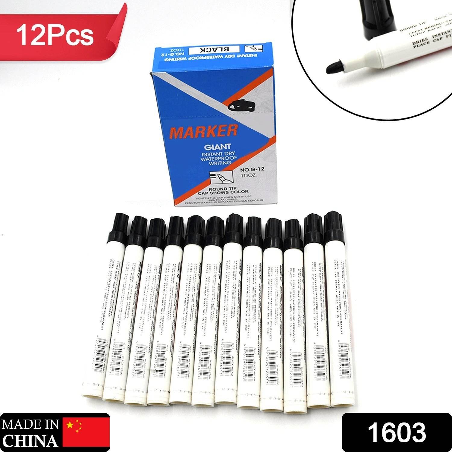 BLACK PERMANENT MARKER LEAK PROOF MARKER CRAFTWORKS, SCHOOL PROJECTS AND OTHER | SUITABLE FOR OFFICE AND HOME USE (PACK OF 12 PC) - infinityexculsivestore.com