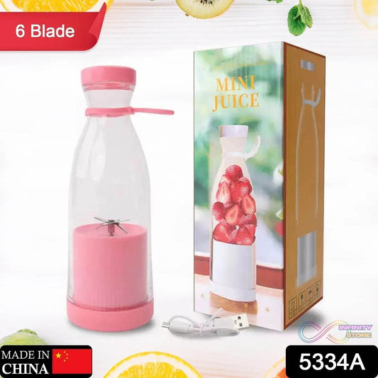BLENDER PORTABLE JUICER FOR SMOOTHIE , JUICE , VEGETABLE SHAKES WITH 6 BLADES WIRELESS CHARGING MINI PERSONAL SIZE MIXER BOTTLE GRINDER, 420 ML MULTICOLOR - infinityexculsivestore.com