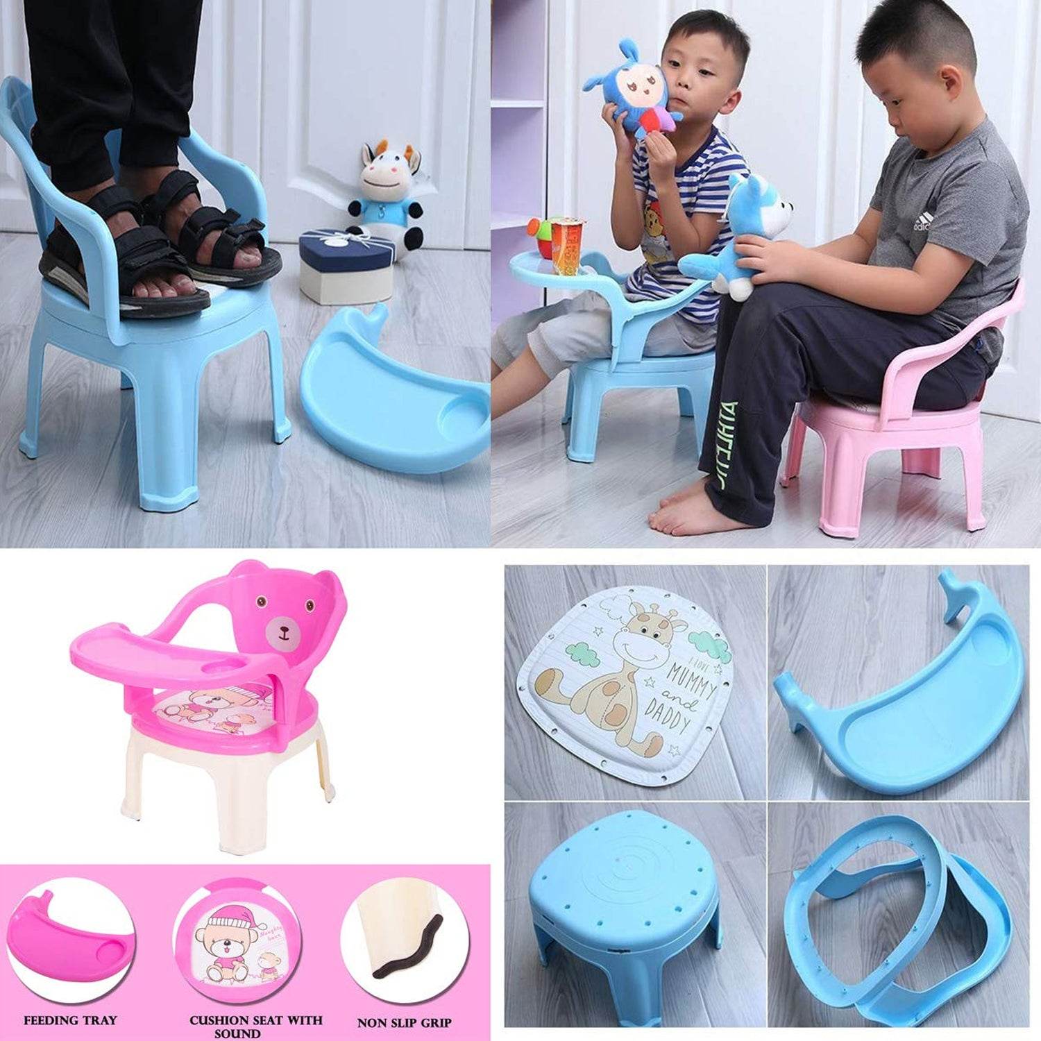 Baby Chair, with Tray Strong and Durable Plastic Chair for Kids/Plastic School Study Chair/Feeding Chair for Kids, Portable High Chair for Kids - infinityexculsivestore.com