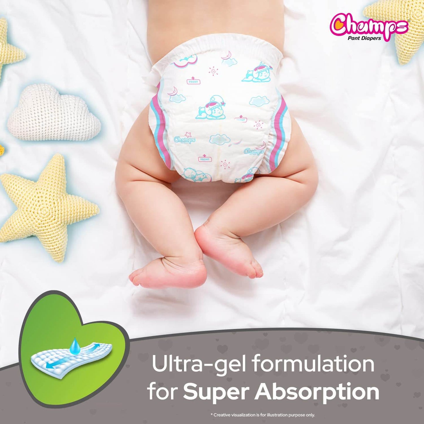 Baby Diaper High Absorbent Pant Diapers, Champs Soft and Dry Baby Diaper Pants Xl 54 Pcs (Extra Large , XL54 Pieces) - infinityexculsivestore.com