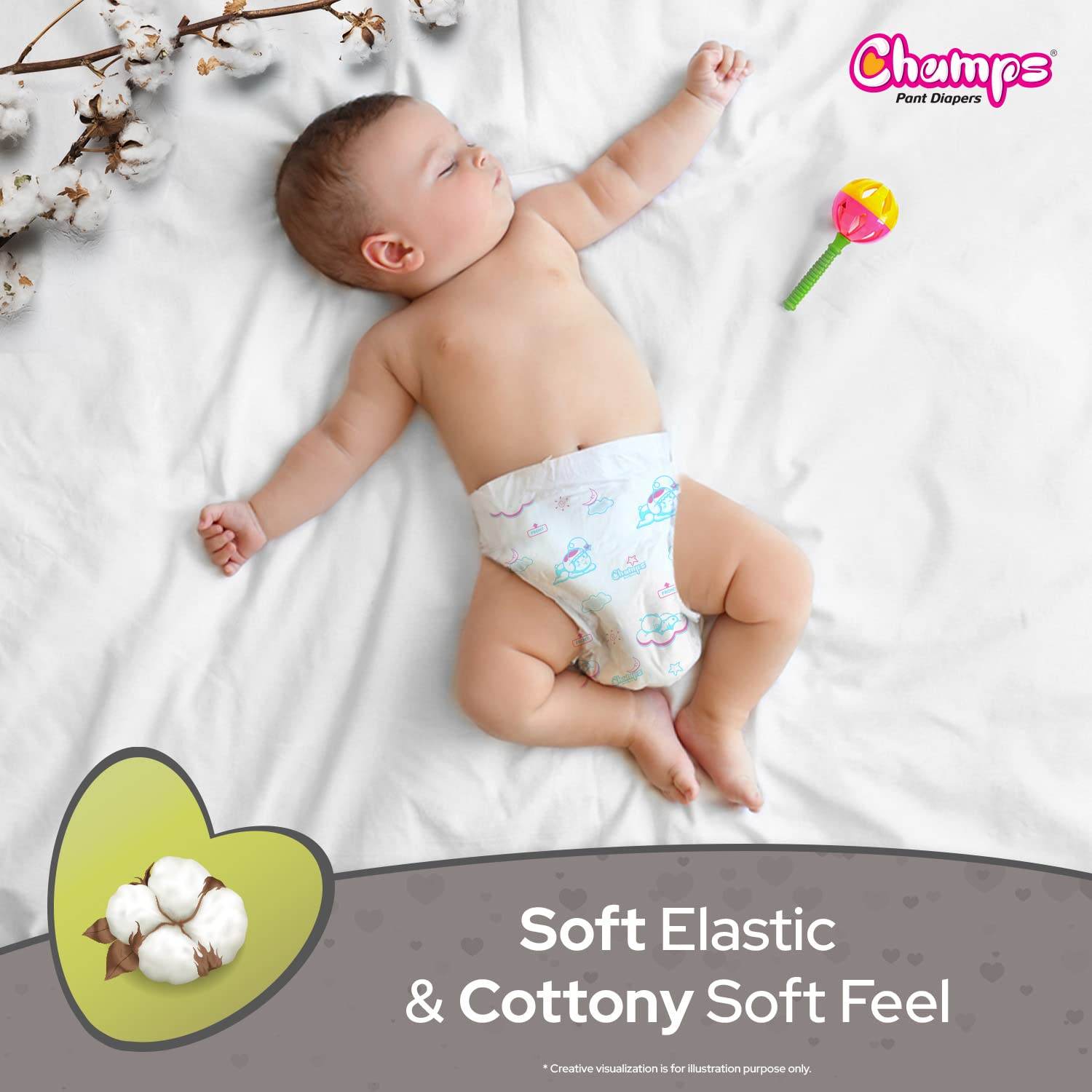 Baby Diaper High Absorbent Pant Diapers, Champs Soft and Dry Baby Diaper Pants Xl 54 Pcs (Extra Large , XL54 Pieces) - infinityexculsivestore.com