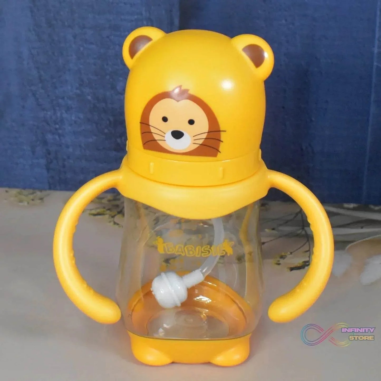 Baby Feeding Bottle with Handles & Straw (Mix Design, Size & Color / 1 Pc) - infinityexculsivestore.com