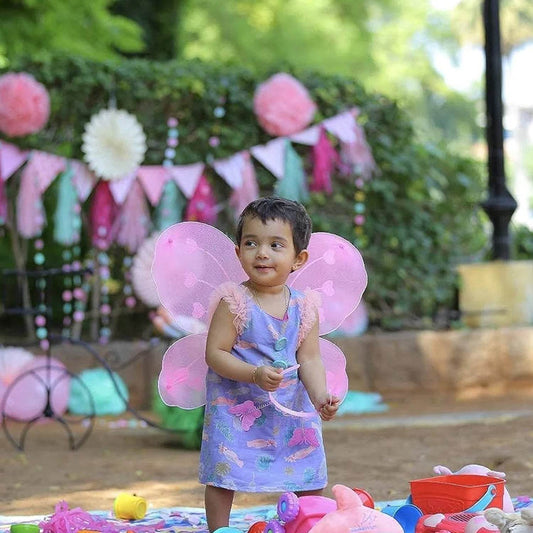 Baby Girl's Fairy Nylon Butterfly Wings Costume Butterfly Fairy Angel Wing| Wand And Hairband Multi- Color For Party (1pc) - infinityexculsivestore.com