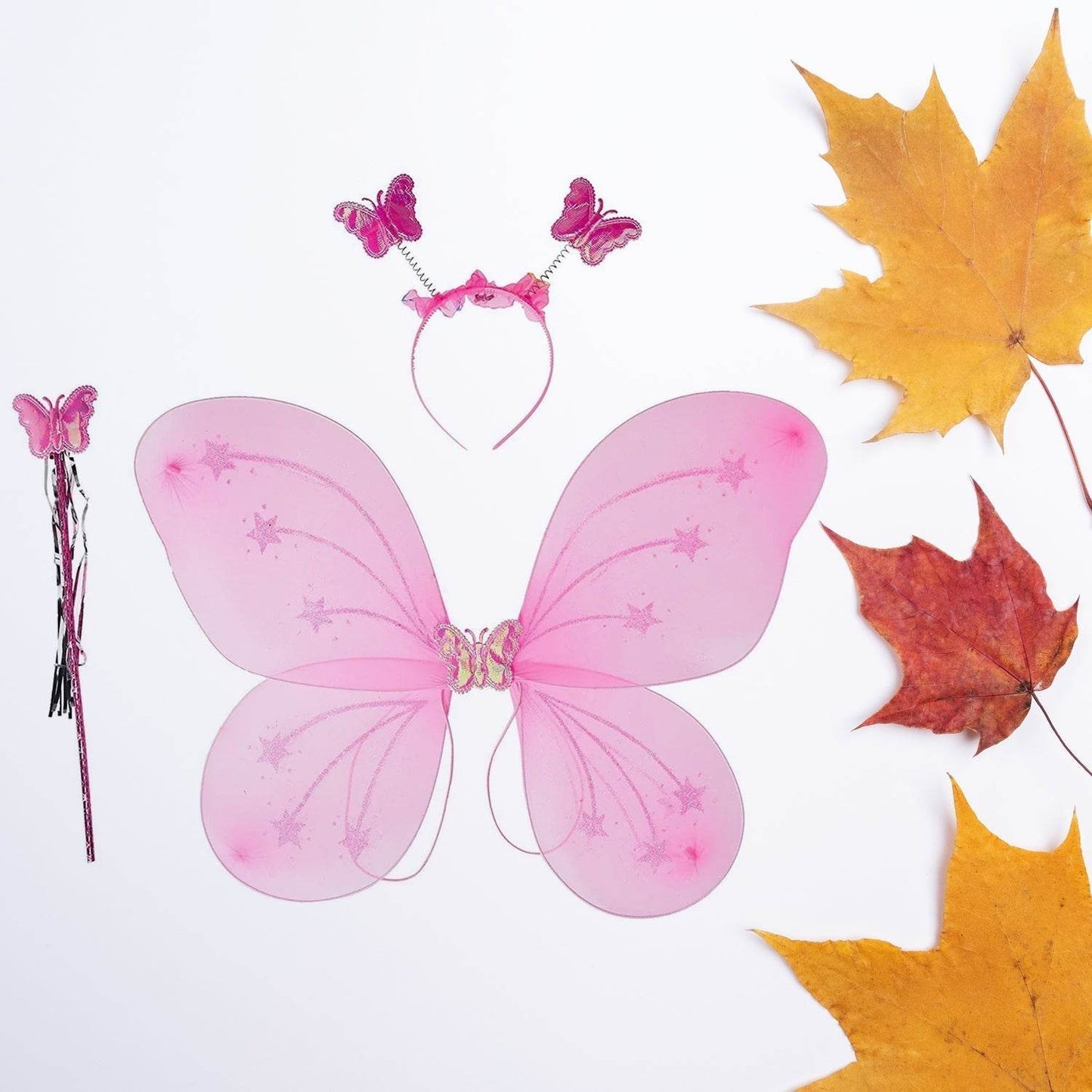 Baby Girl's Fairy Nylon Butterfly Wings Costume Butterfly Fairy Angel Wing| Wand And Hairband Multi- Color For Party (1pc) - infinityexculsivestore.com