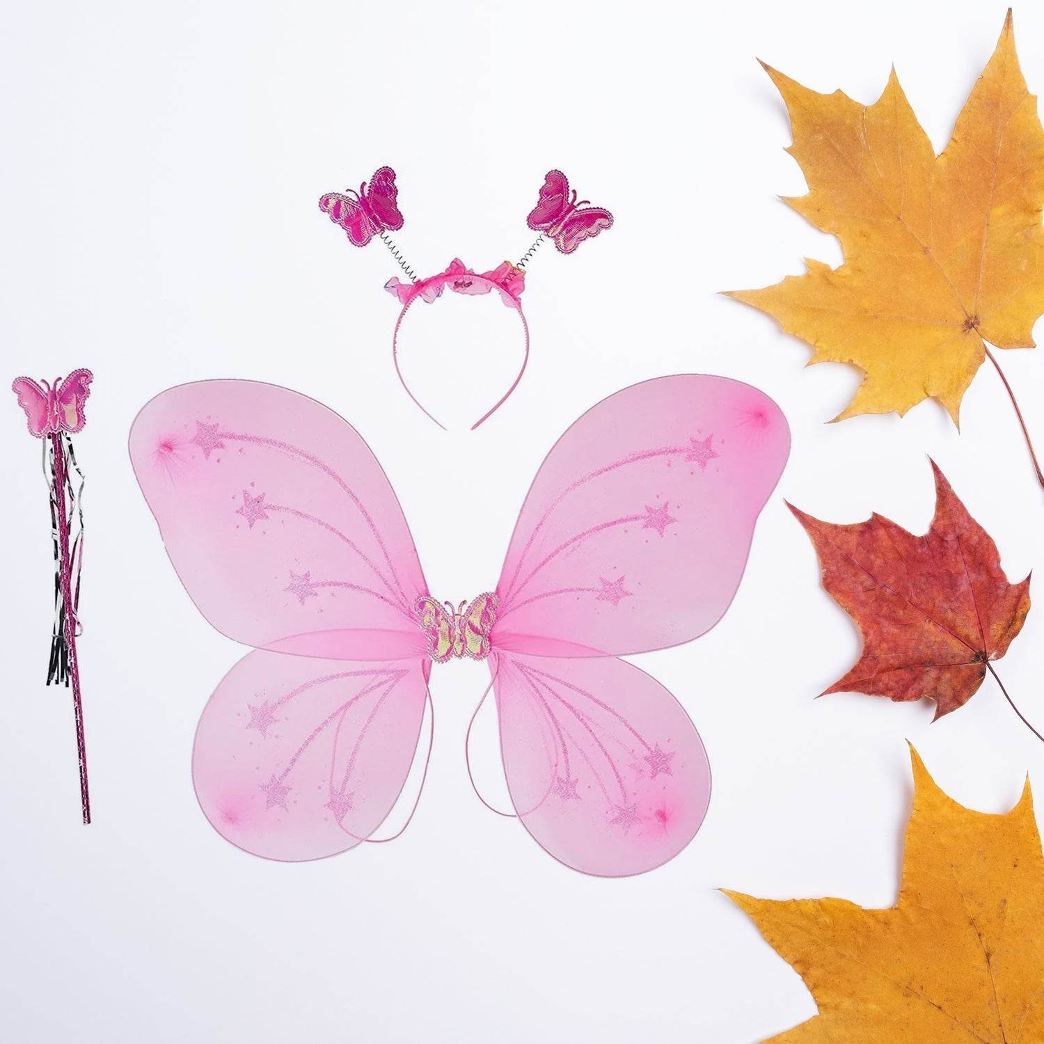 Baby Girl's Fairy Nylon Butterfly Wings Costume Butterfly Fairy Angel Wing| Wand And Hairband Multi- Color For Party (1pc) - infinityexculsivestore.com