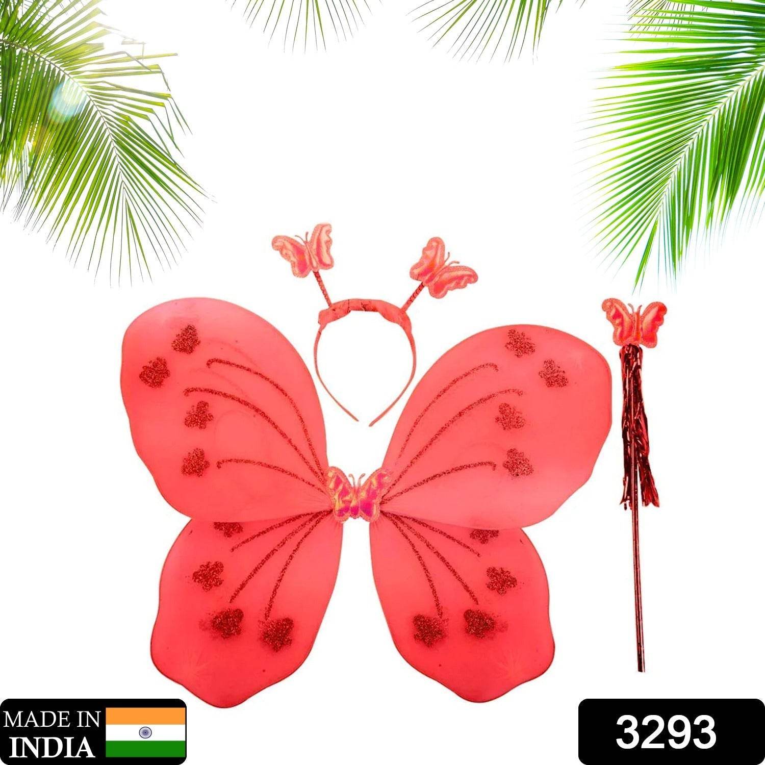Baby Girl's Fairy Nylon Butterfly Wings Costume Butterfly Fairy Angel Wing| Wand And Hairband Multi- Color For Party (1pc) - infinityexculsivestore.com