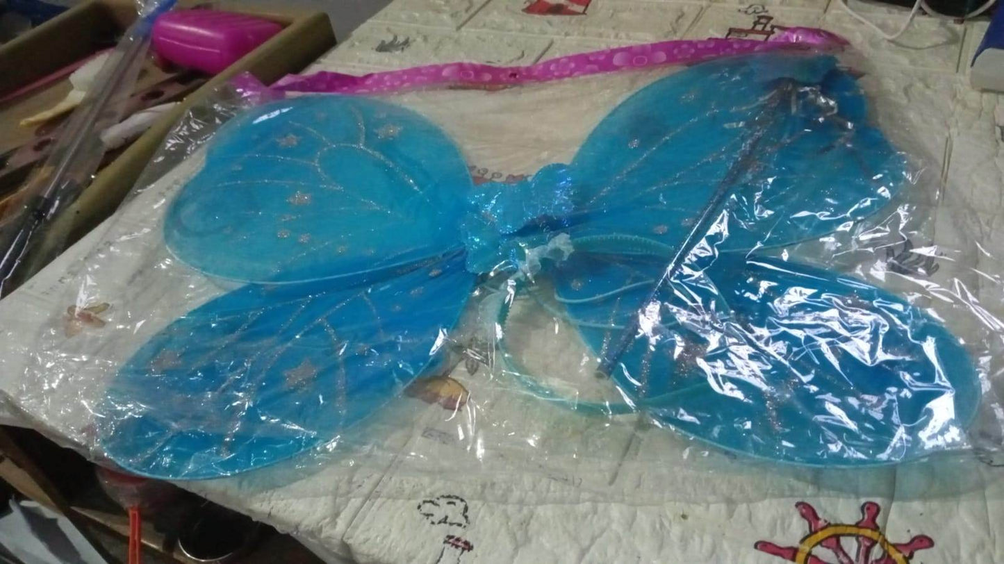 Baby Girl's Fairy Nylon Butterfly Wings Costume Butterfly Fairy Angel Wing| Wand And Hairband Multi- Color For Party (1pc) - infinityexculsivestore.com